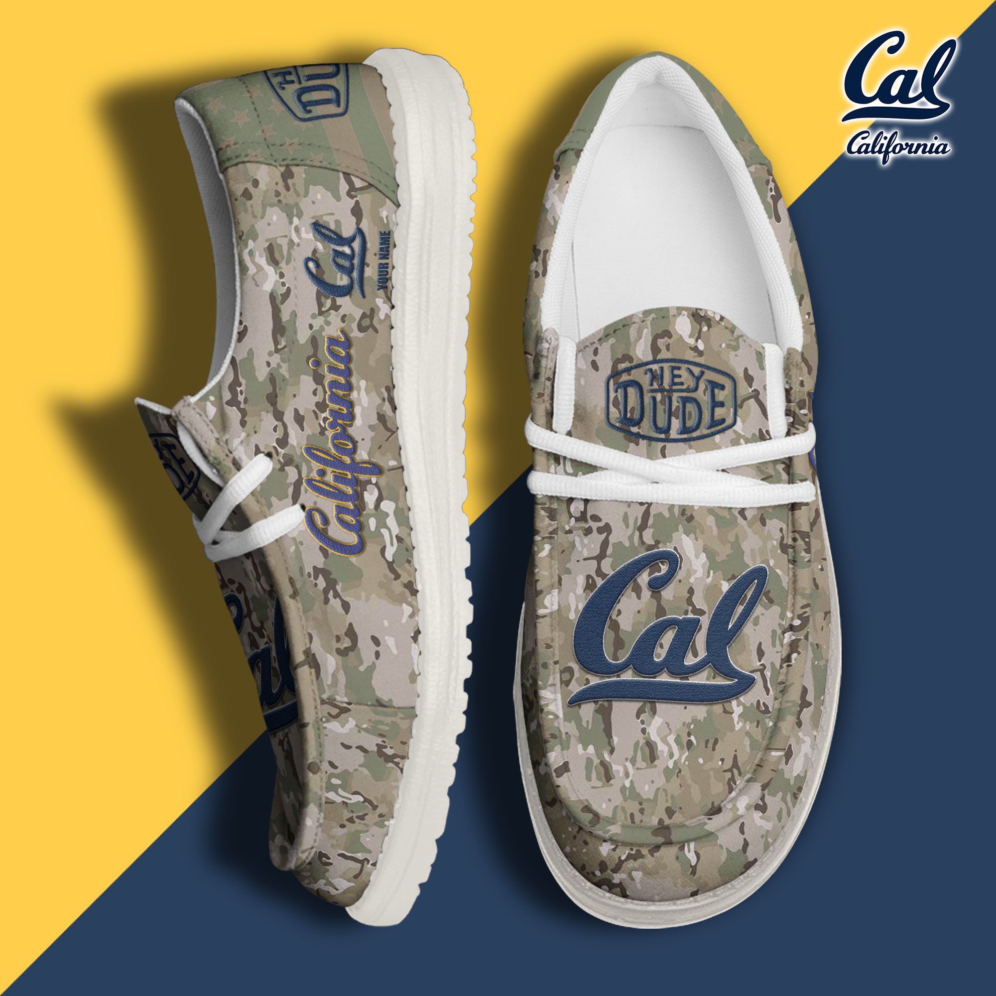 JWFancy California Golden Bears Hey Dude Shoes Wally Men's Lace Up Loafers Comfortable For Men And Women
