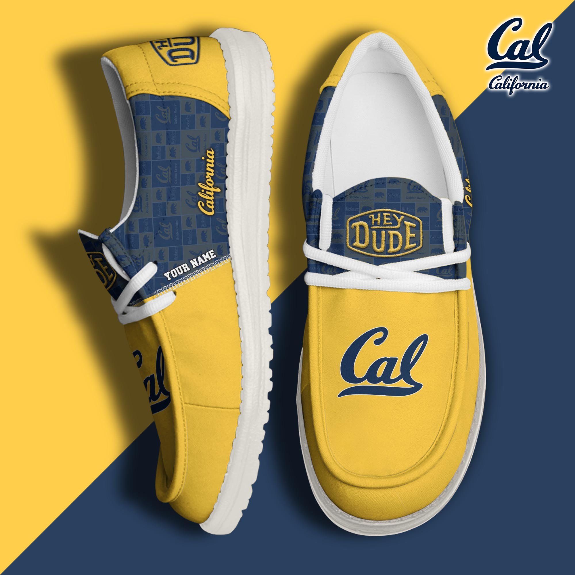 JWFancy California Golden Bears Hey Dude Shoes Wally Men's Lace Up Loafers Comfortable For Men And Women