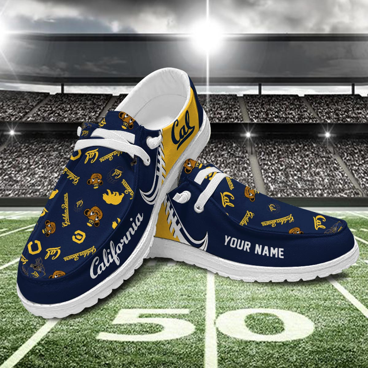 JWFancy California Golden Bears Hey Dude Shoes Wally Men's Lace Up Loafers Comfortable For Men And Women