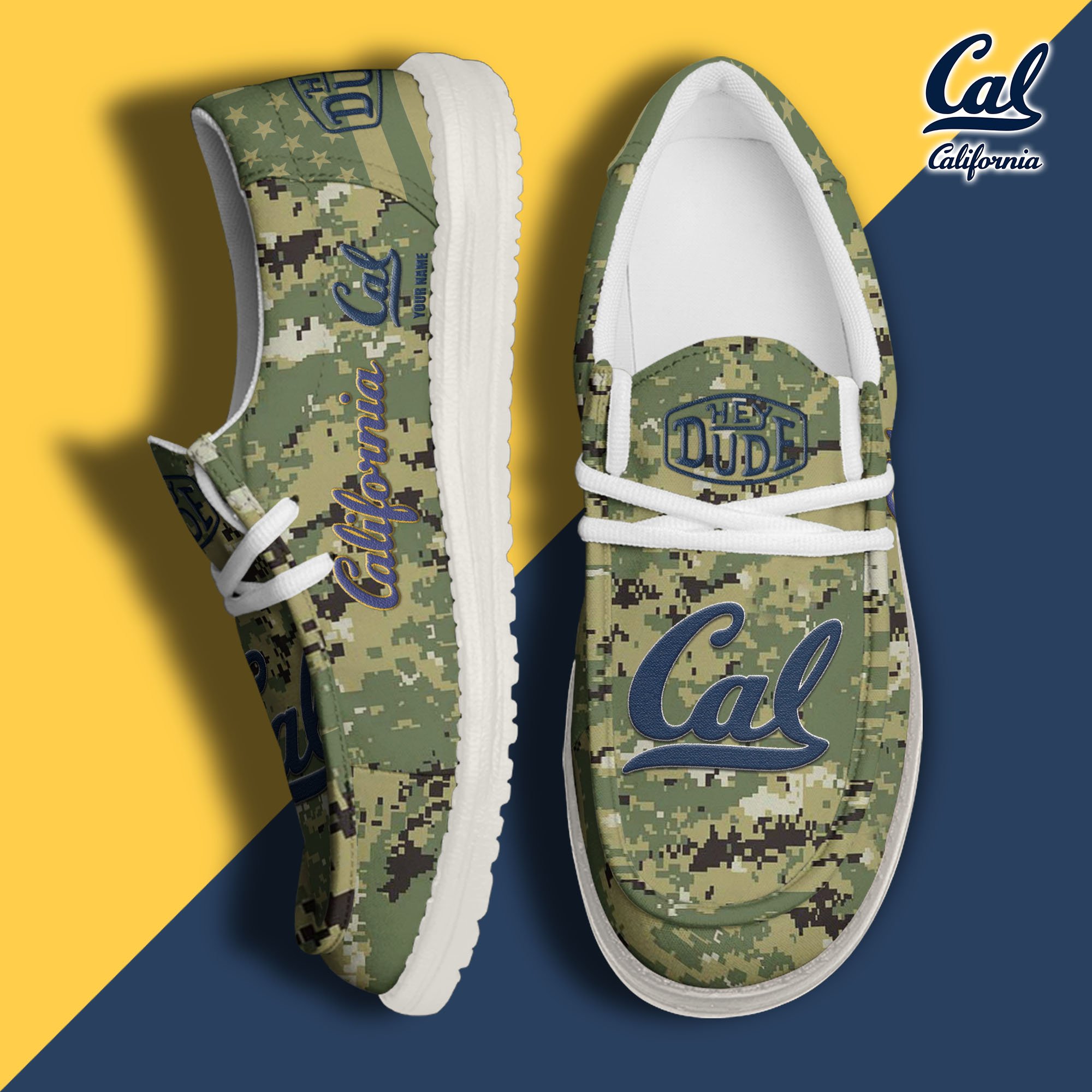 JWFancy California Golden Bears Hey Dude Shoes Wally Men's Lace Up Loafers Comfortable For Men And Women