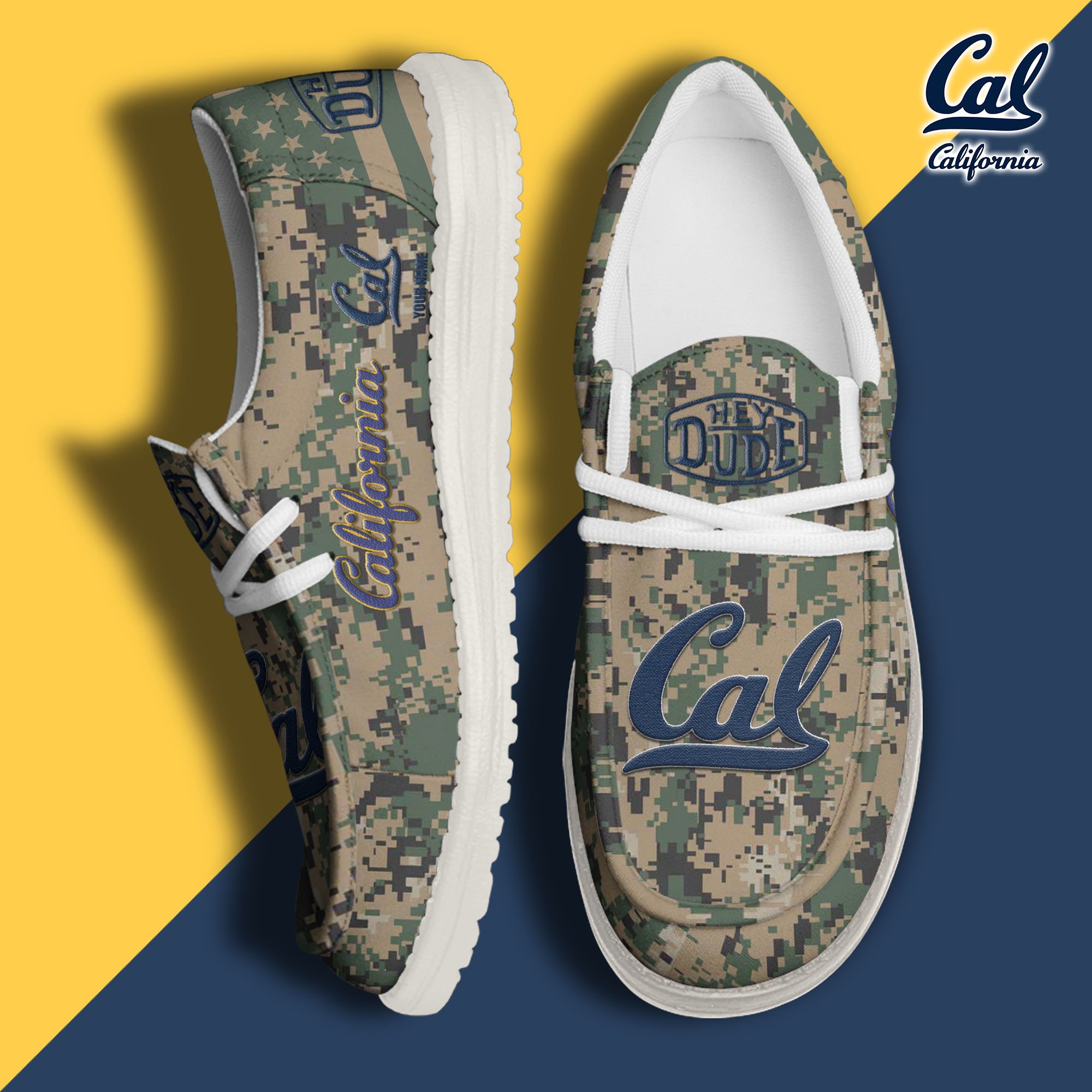 JWFancy California Golden Bears Hey Dude Shoes Wally Men's Lace Up Loafers Comfortable For Men And Women