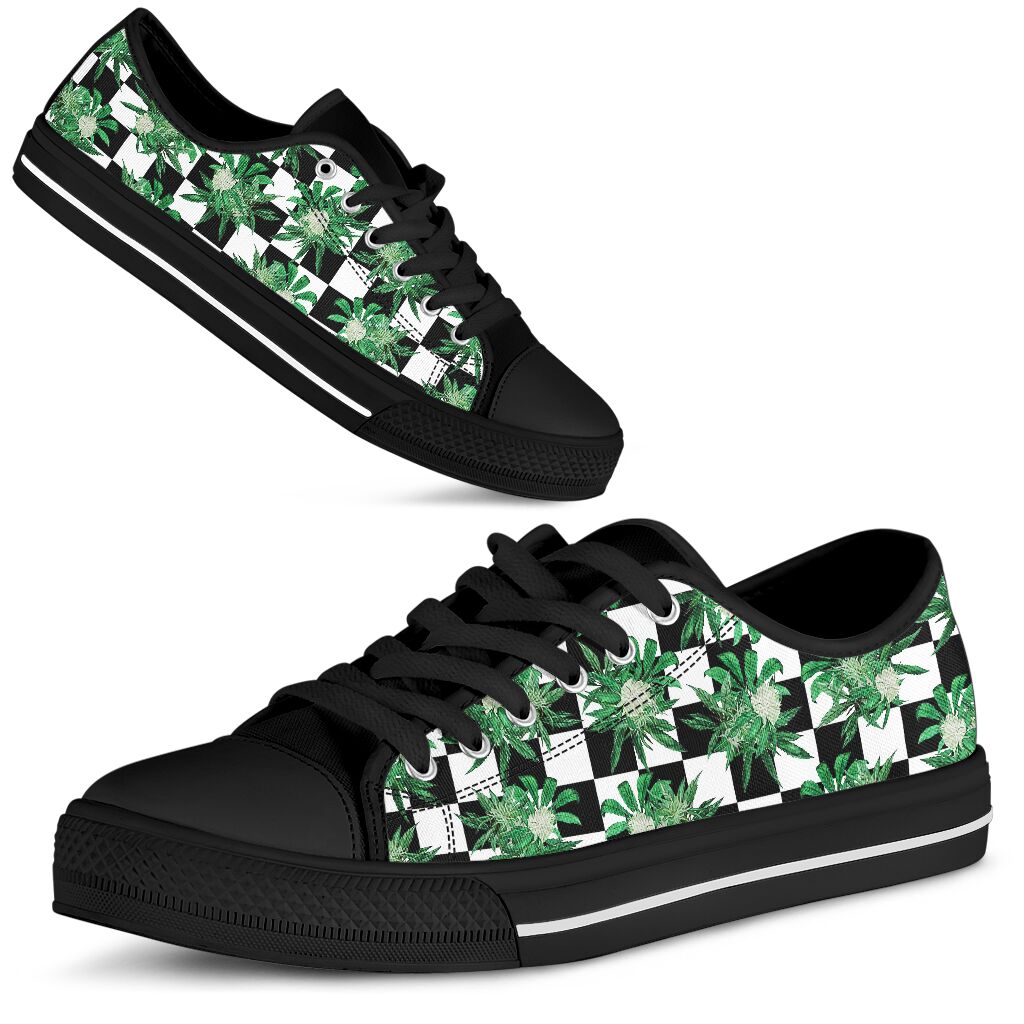 JWFancy Cannabis Chess Pattern - Weed  Low Top Canvas Sneakers Shoes For Men And Women