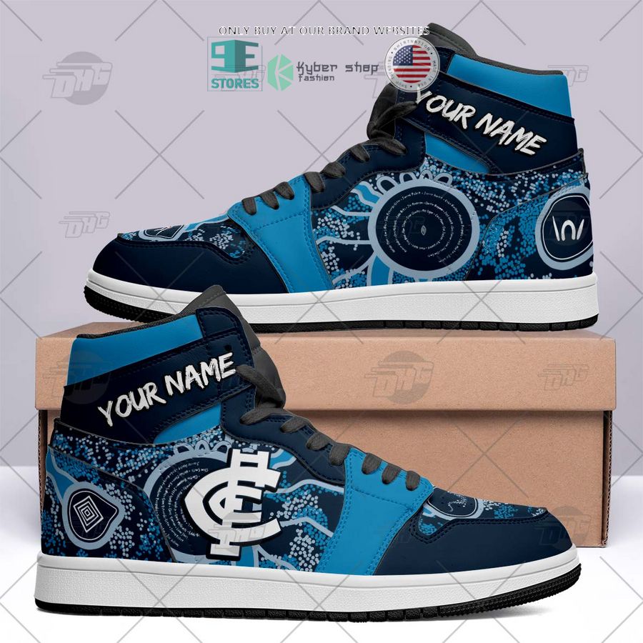 JWFancy Carlton Blues AFL AJ1 High Sneakers Shoes For Men And Women