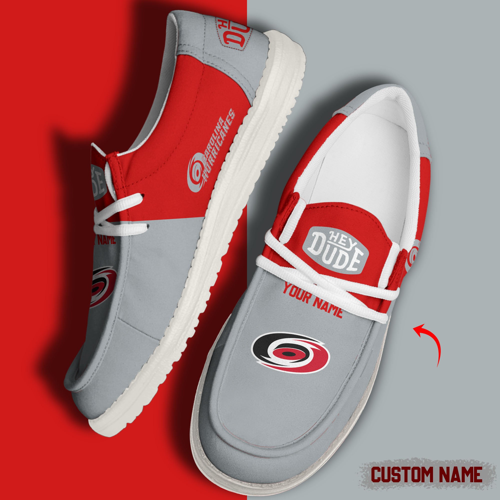 JWFancy Carolina Hurricanes Hey Dude Shoes Wally Men's Lace Up Loafers Comfortable For Men And Women