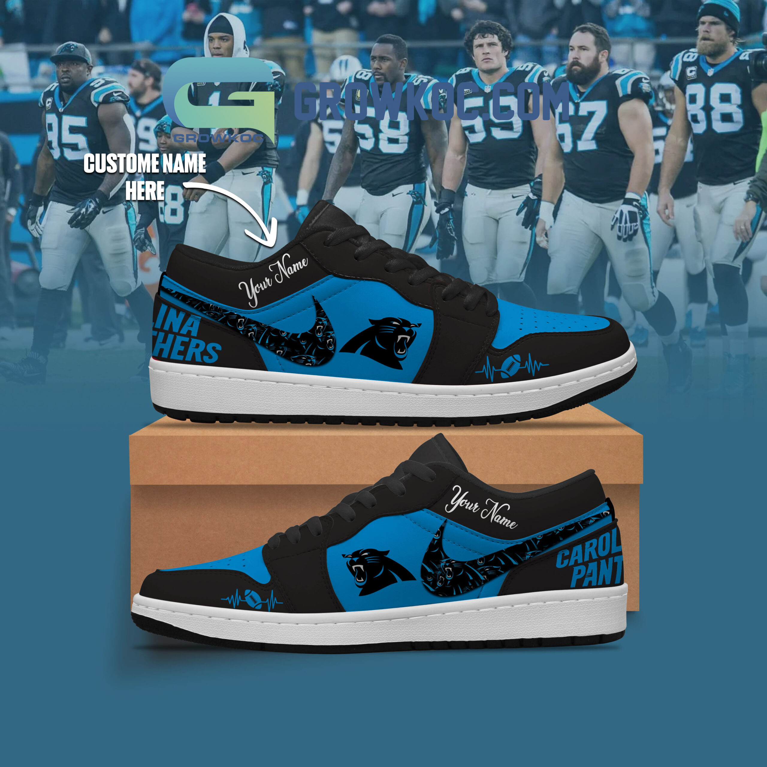 JWFancy Carolina Panthers AJ1 Low Sneakers Shoes For Men And Women