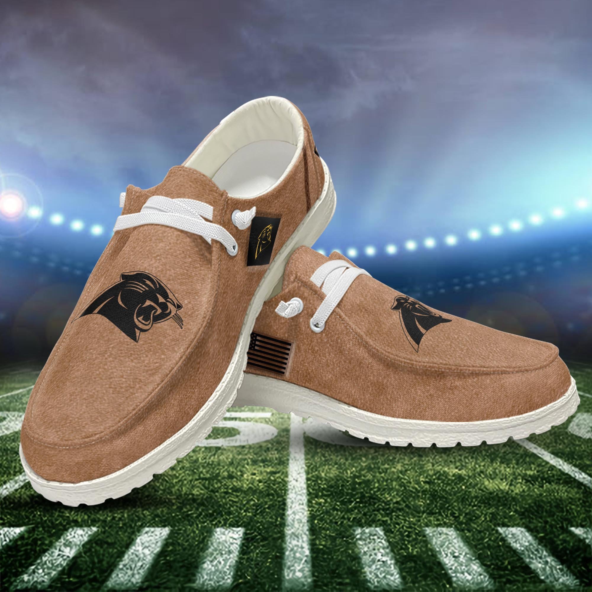 JWFancy Carolina Panthers Hey Dude Shoes Wally Men's Lace Up Loafers Comfortable For Men And Women
