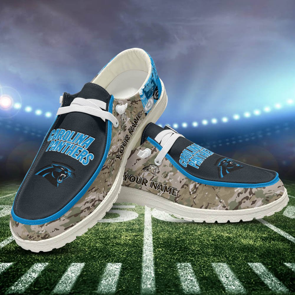 JWFancy Carolina Panthers Hey Dude Shoes Wally Men's Lace Up Loafers Comfortable For Men And Women