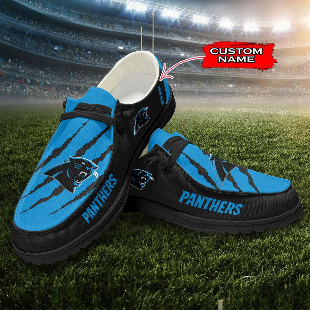 JWFancy Carolina Panthers Hey Dude Shoes Wally Men's Lace Up Loafers Comfortable For Men And Women