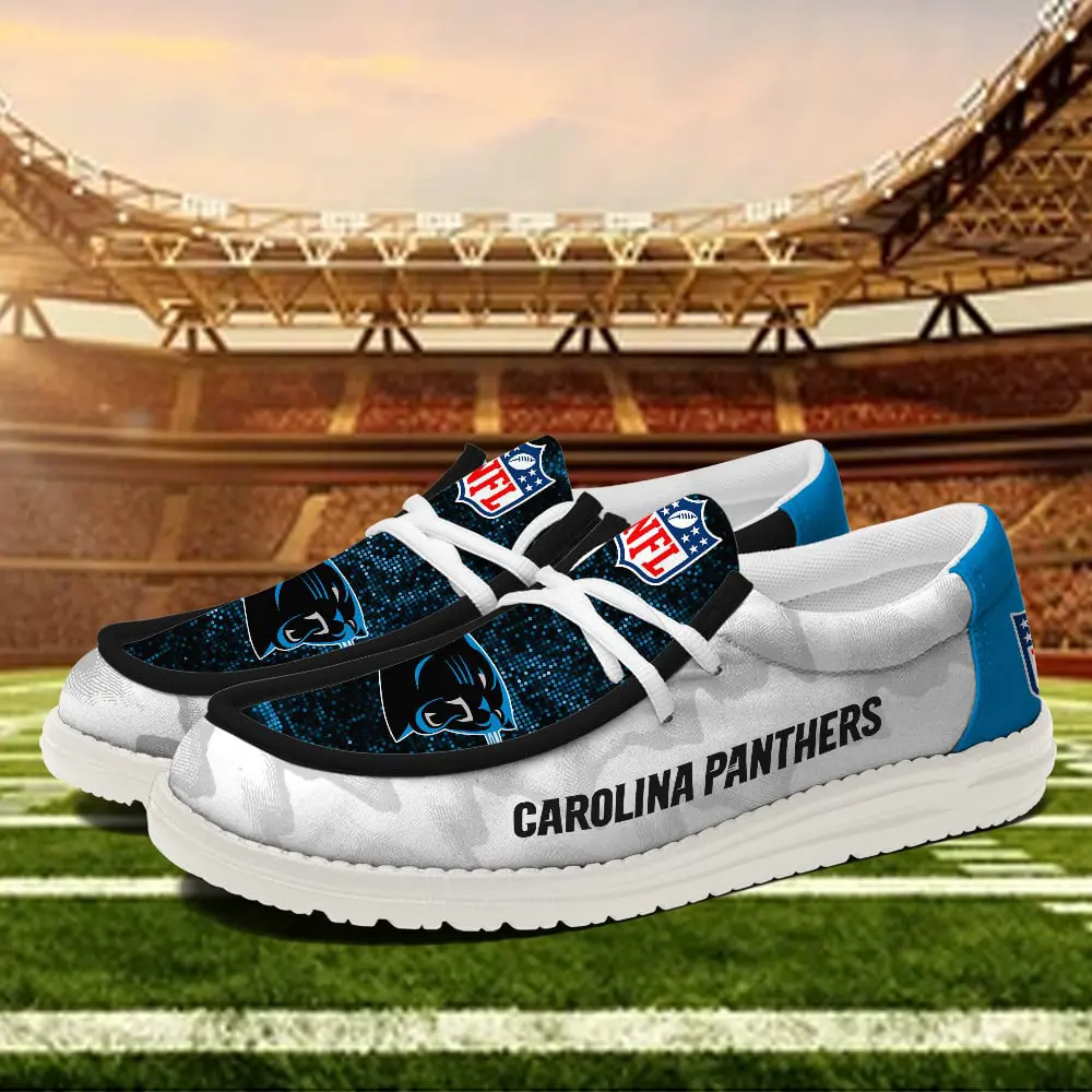 JWFancy Carolina Panthers Hey Dude Shoes Wally Men's Lace Up Loafers Comfortable For Men And Women