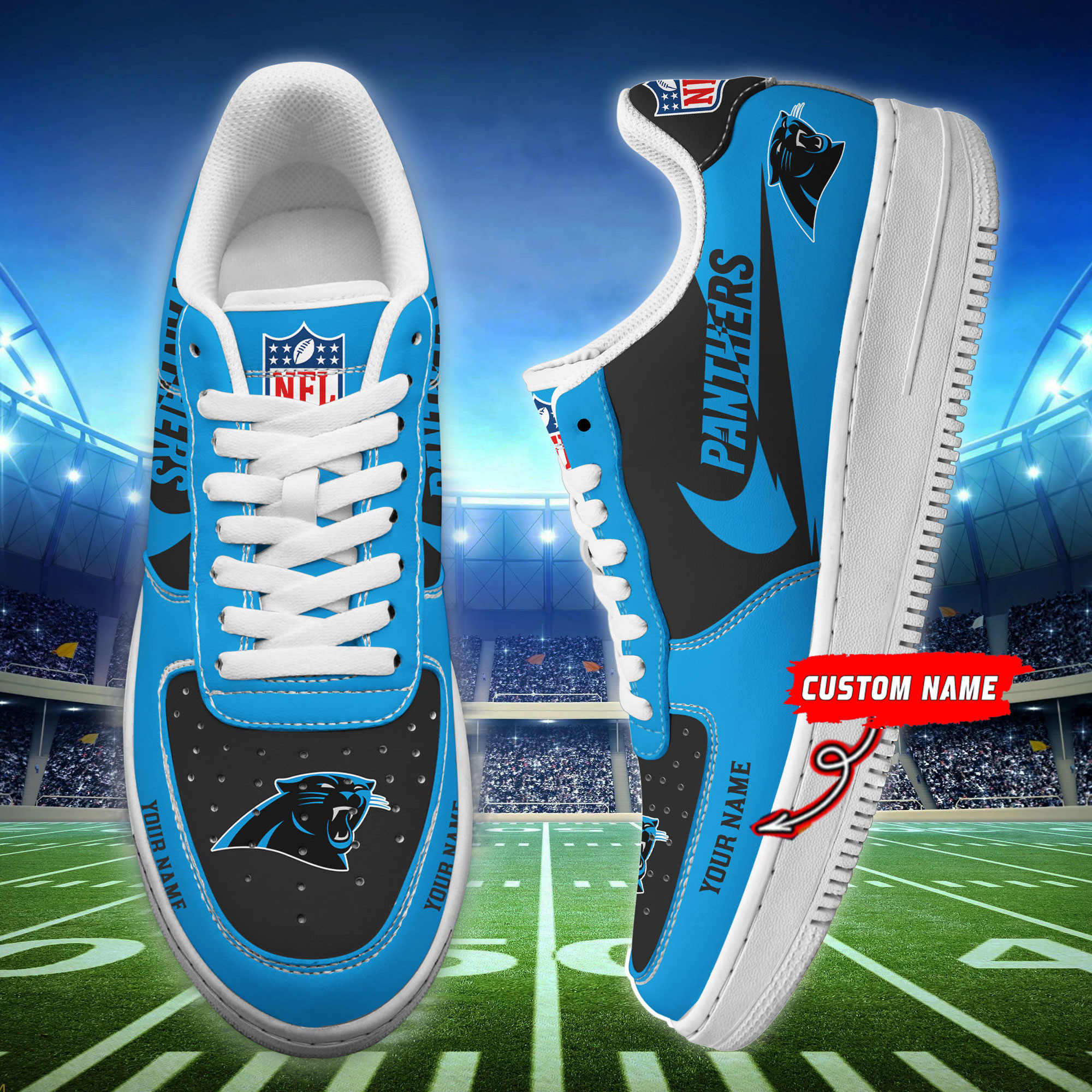 JWFancy Carolina Panthers NFL Air Low-Top Sneakers Shoes For Men And Women