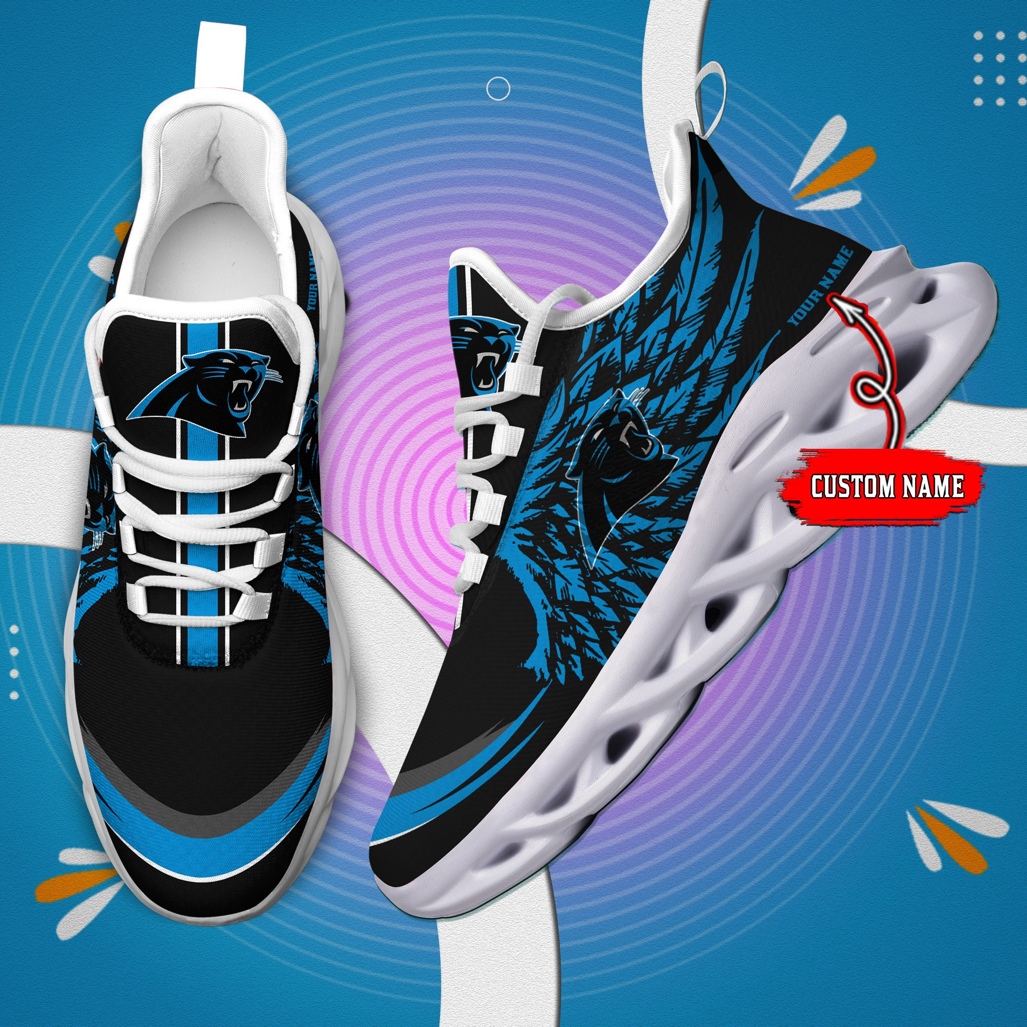 JWFancy Carolina Panthers NFL Max Soul Shoes Sneakers For Men And Women