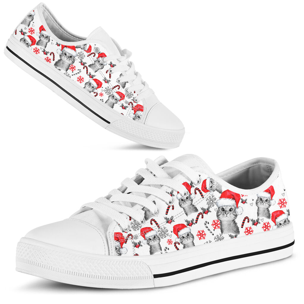 JWFancy Cat Christmas Cat Low Top Canvas Sneakers Shoes For Men And Women
