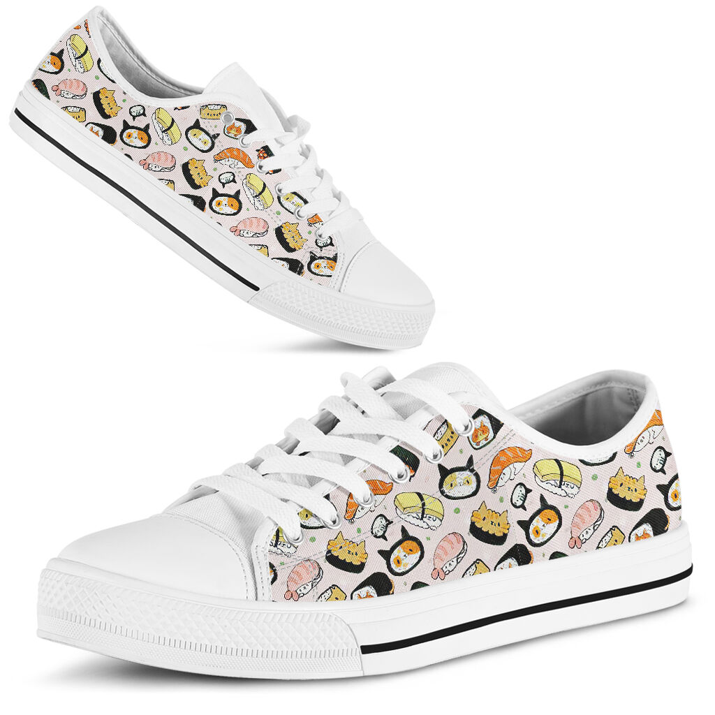 JWFancy Cat Sushi Cat Low Top Canvas Sneakers Shoes For Men And Women
