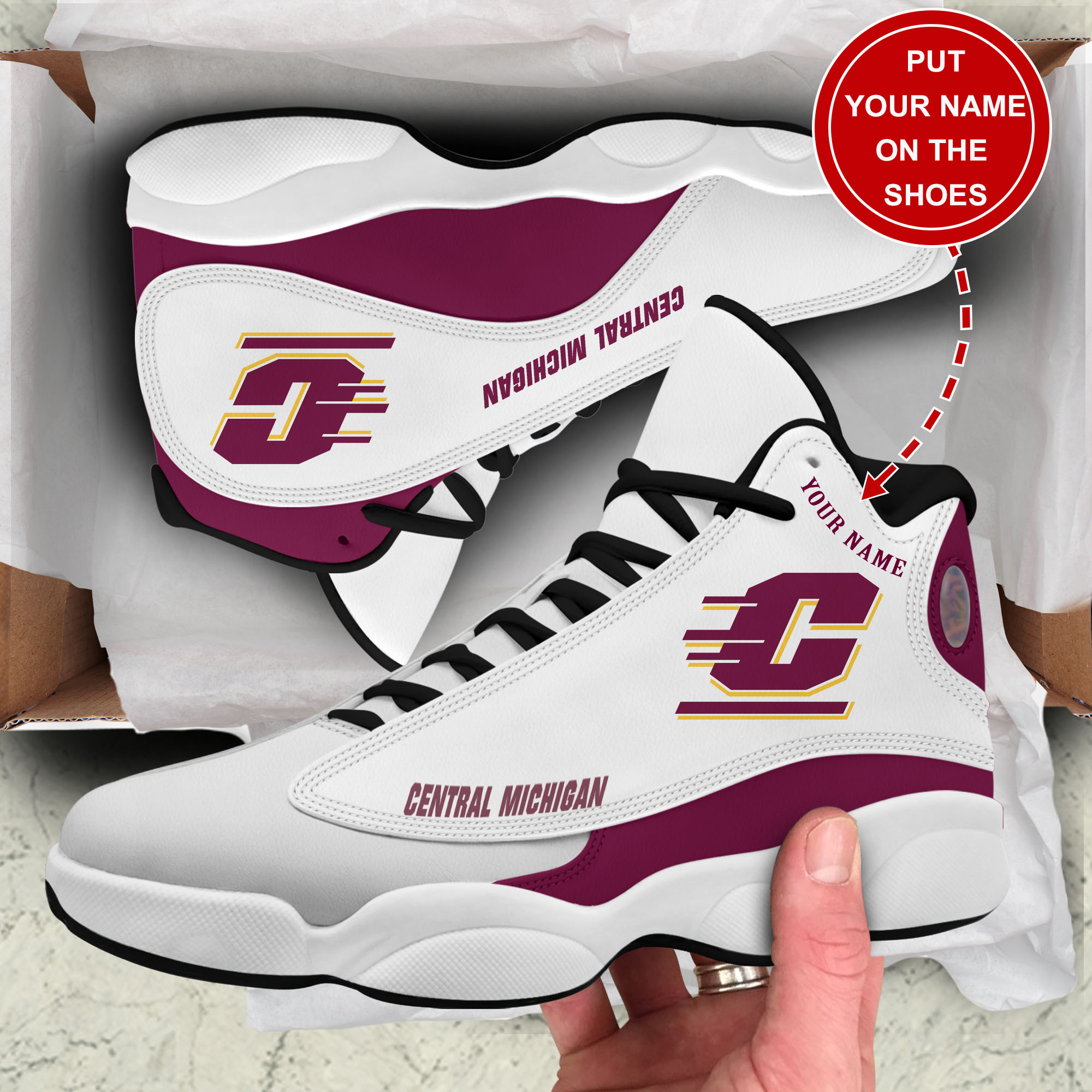 JWFancy Central Michigan Chippewas AJ13 Sneakers Shoes For Men And Women