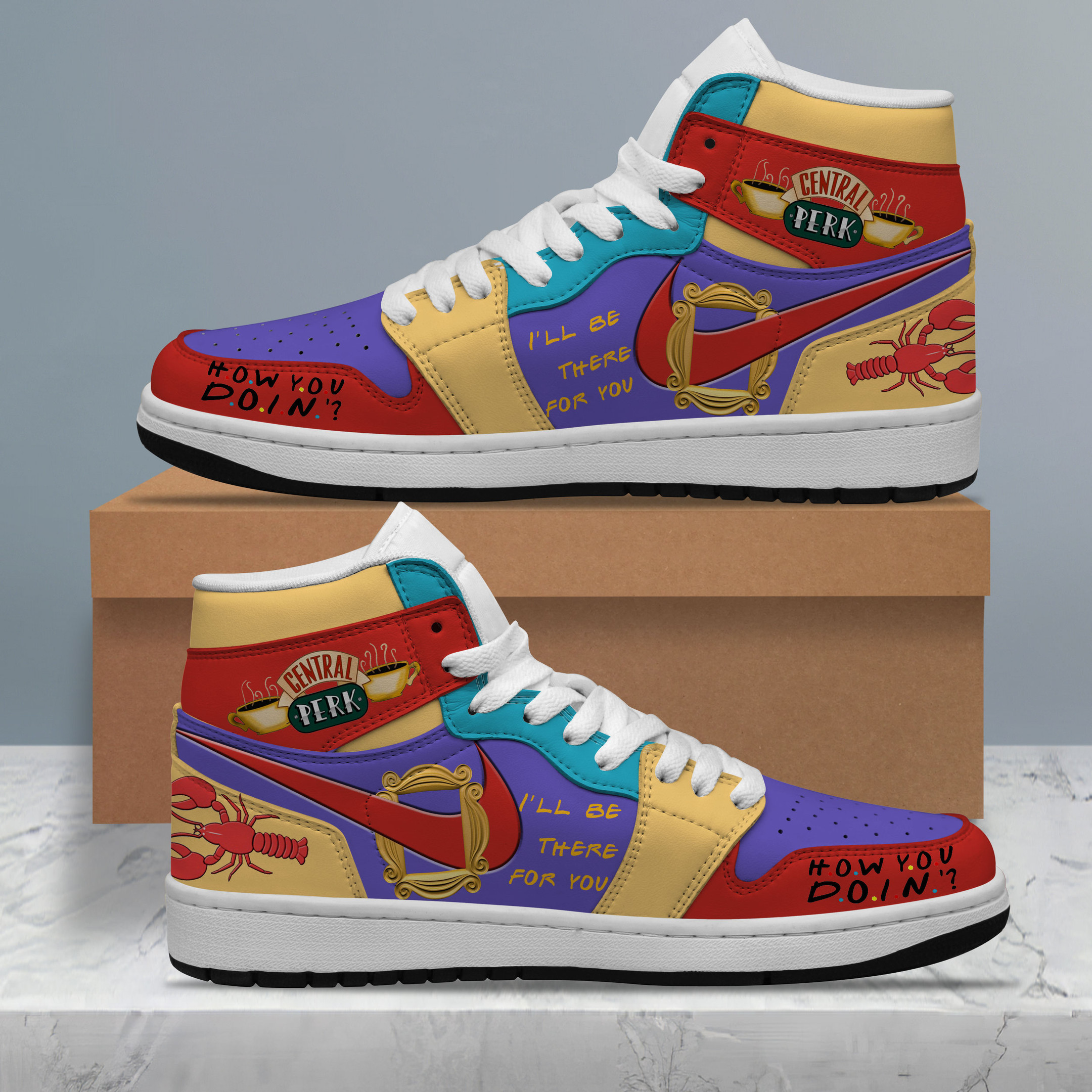 JWFancy Central Perk AJ1 High Sneakers Shoes For Men And Women