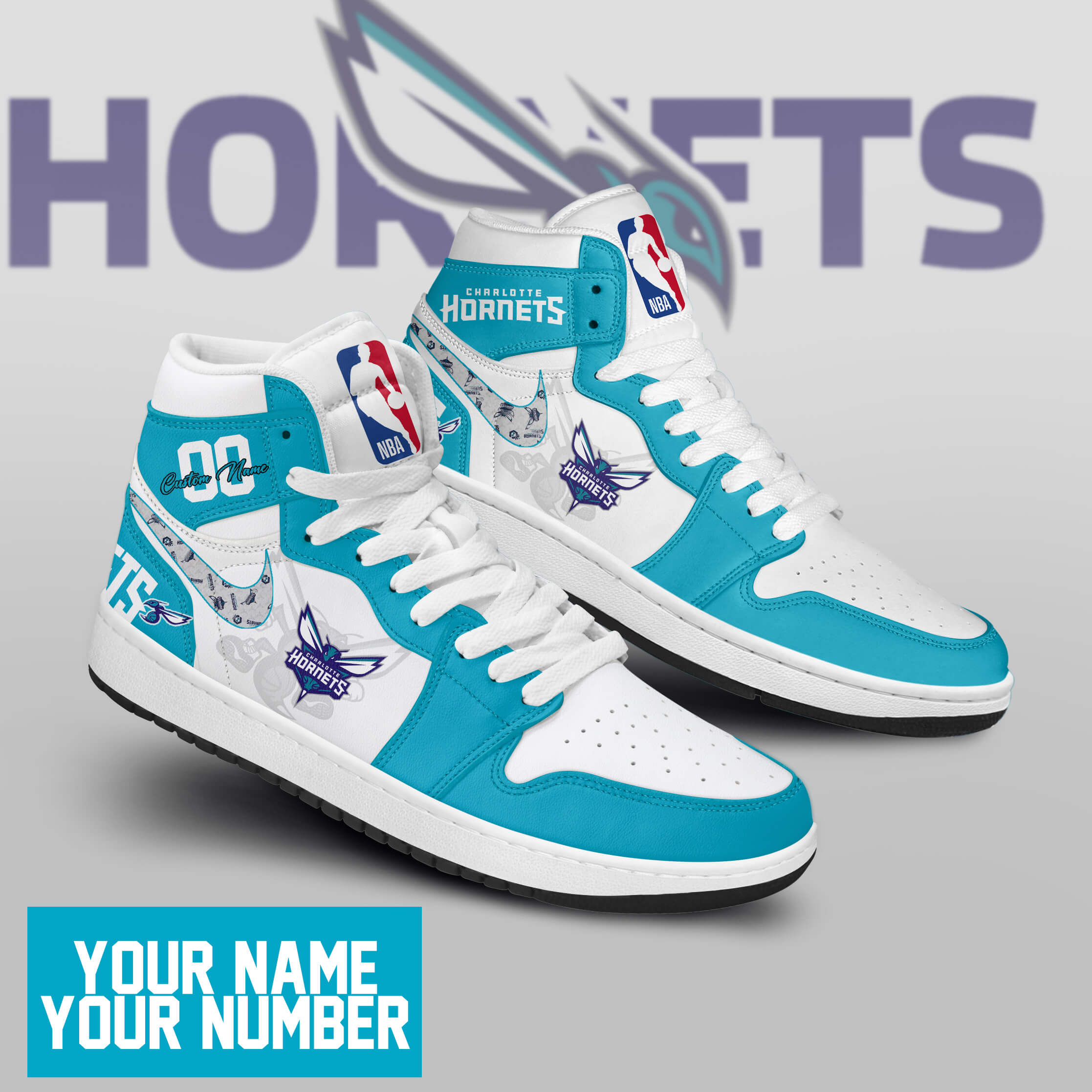 JWFancy Charlotte Hornets AJ1 High Sneakers Shoes For Men And Women