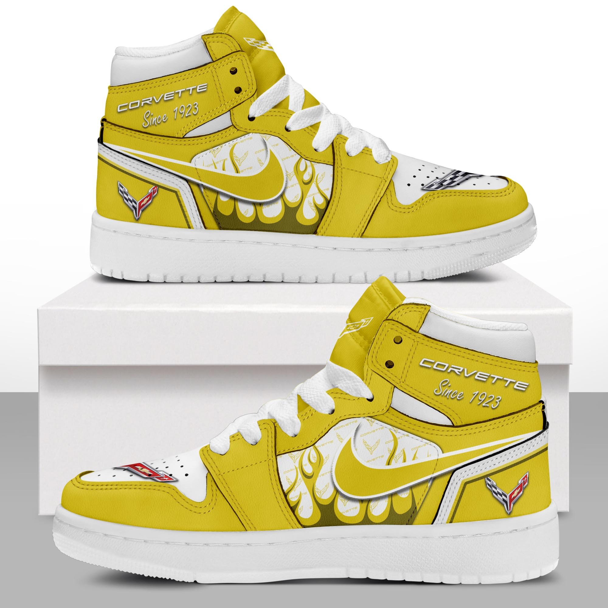 JWFancy Chevrolet Corvette AJ1 High Sneakers Shoes For Men And Women