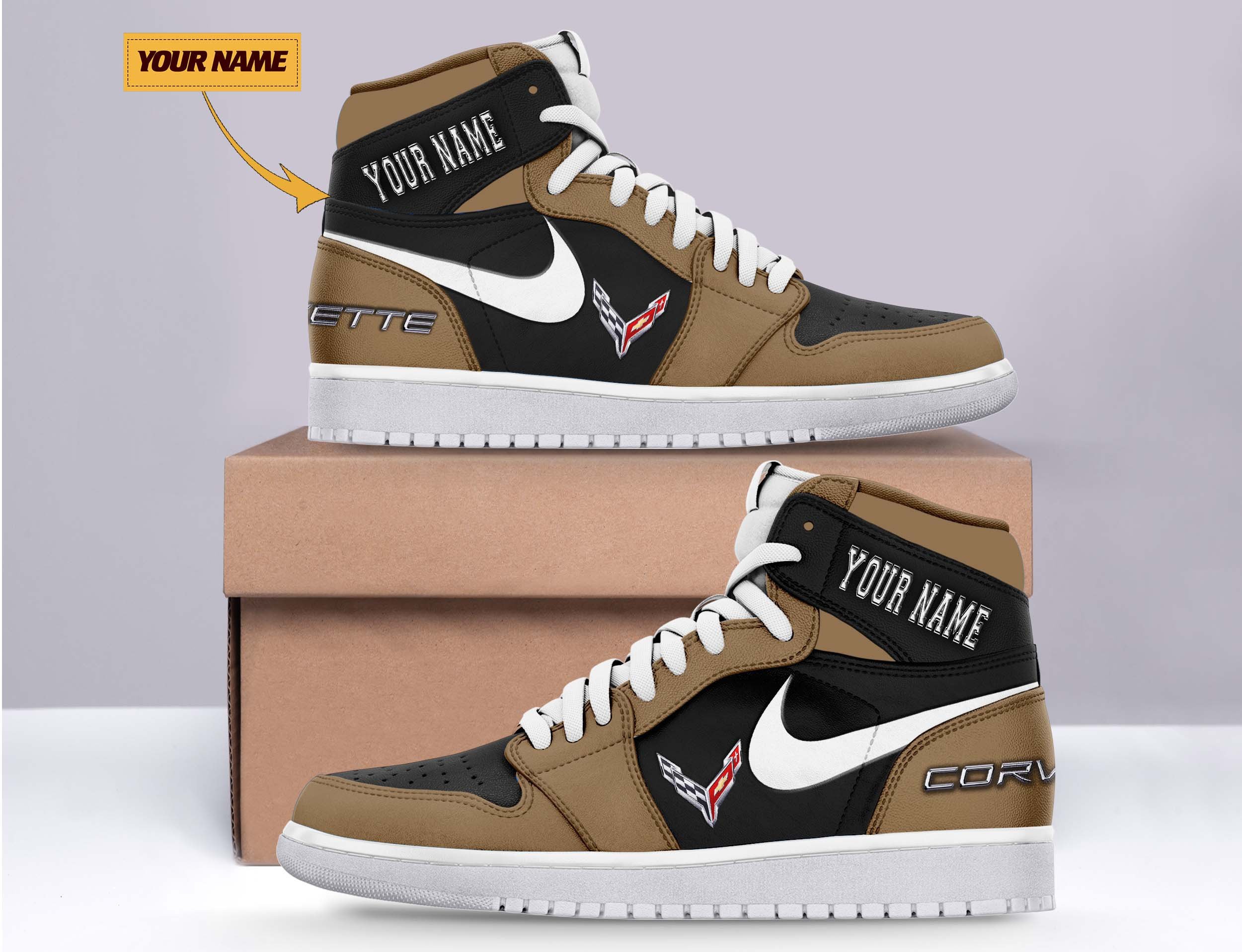 JWFancy Chevrolet Corvette AJ1 High Sneakers Shoes For Men And Women
