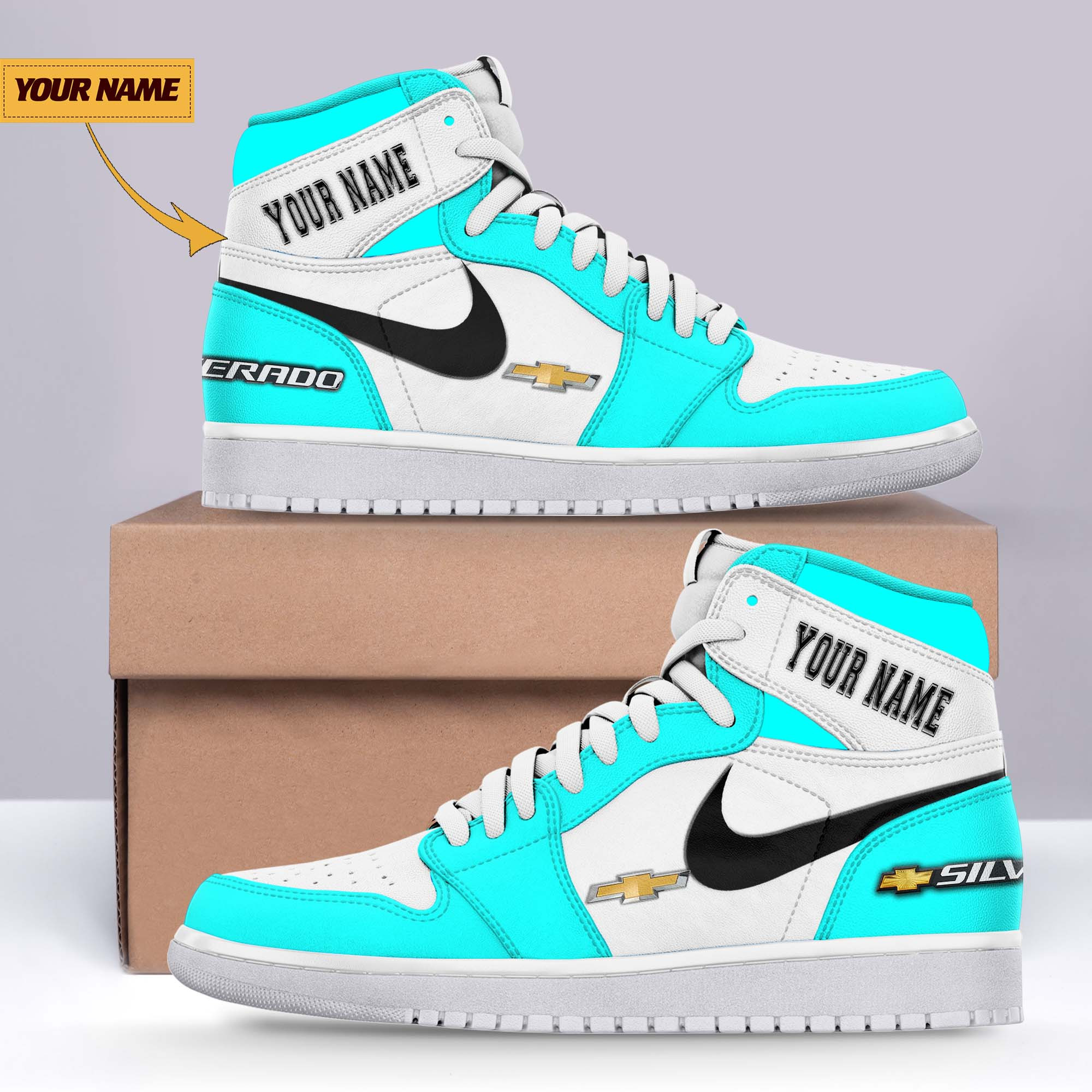 JWFancy Chevrolet Silverado AJ1 High Sneakers Shoes For Men And Women
