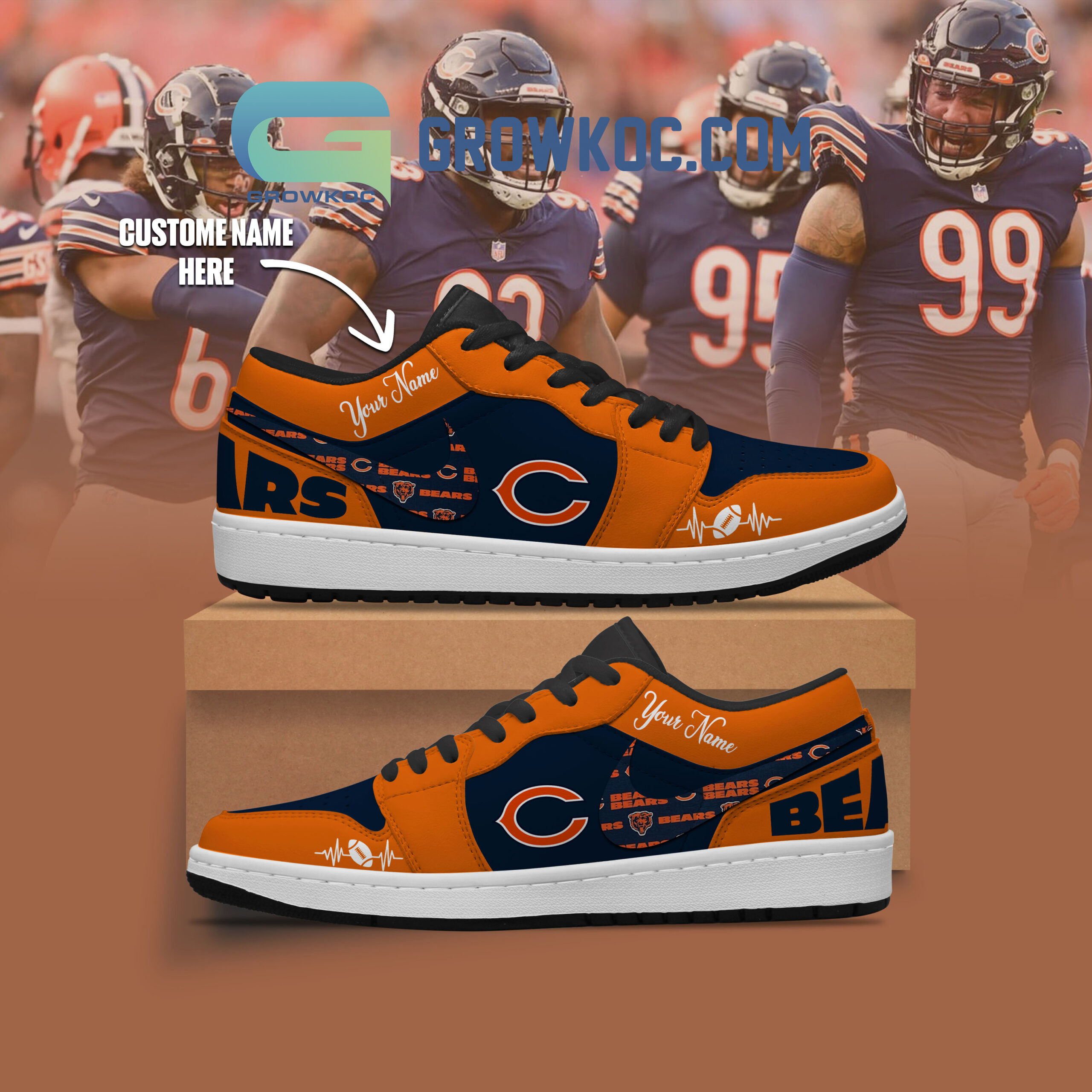 JWFancy Chicago Bears AJ1 Low Sneakers Shoes For Men And Women