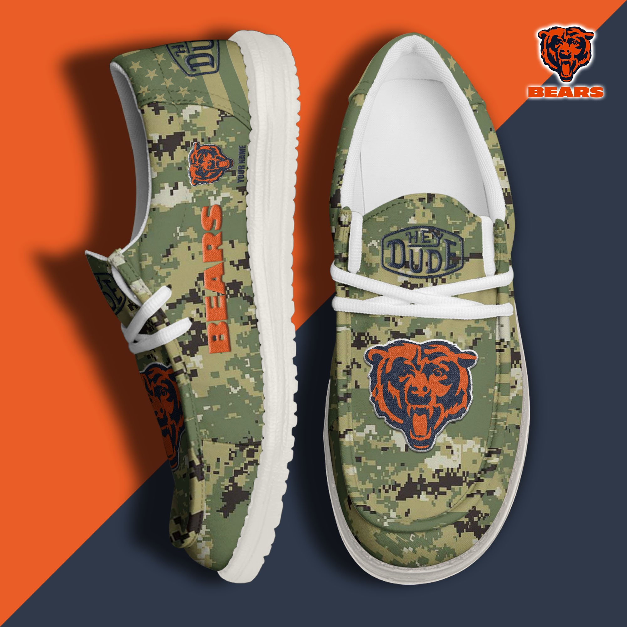 JWFancy Chicago Bears Hey Dude Shoes Wally Men's Lace Up Loafers Comfortable For Men And Women