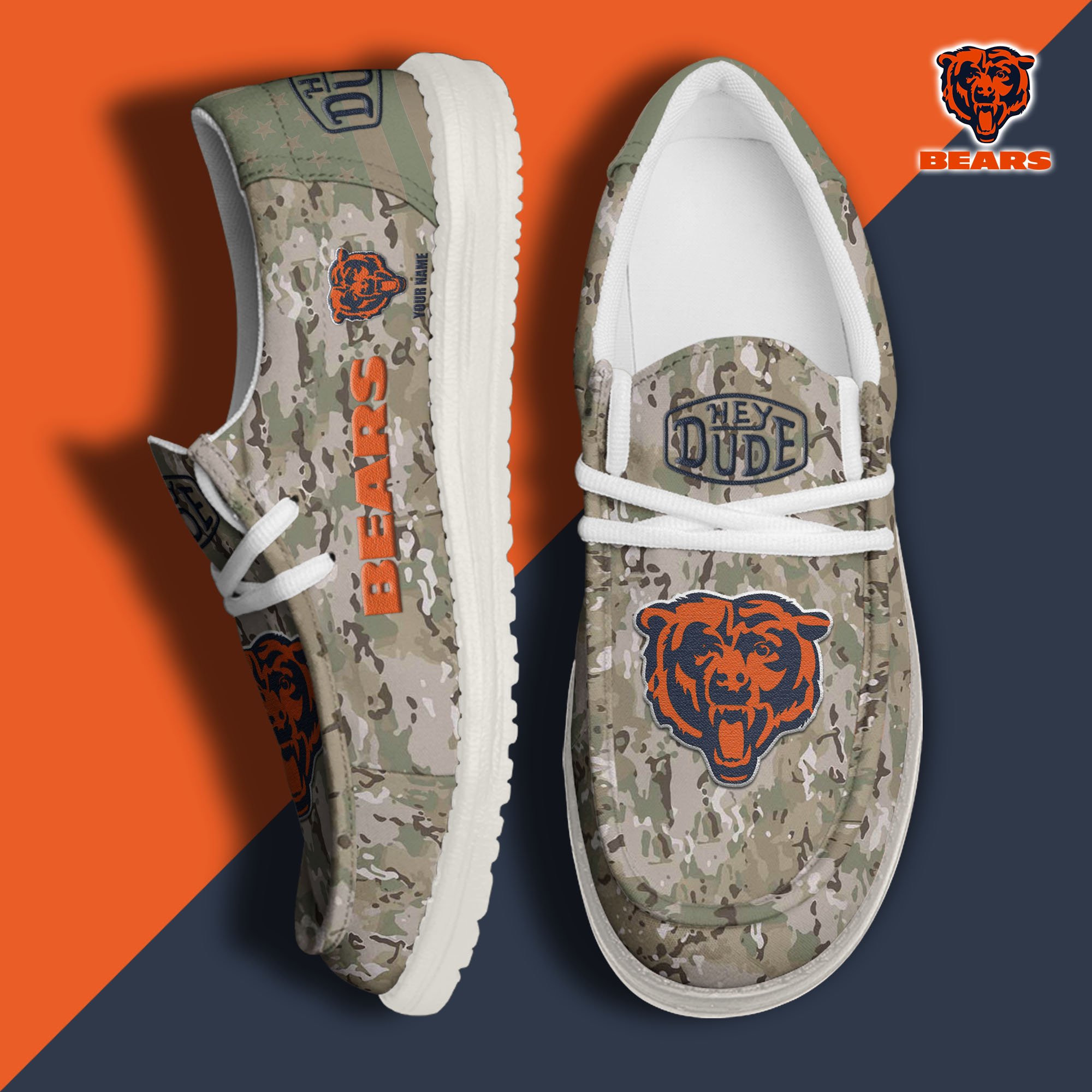 JWFancy Chicago Bears Hey Dude Shoes Wally Men's Lace Up Loafers Comfortable For Men And Women