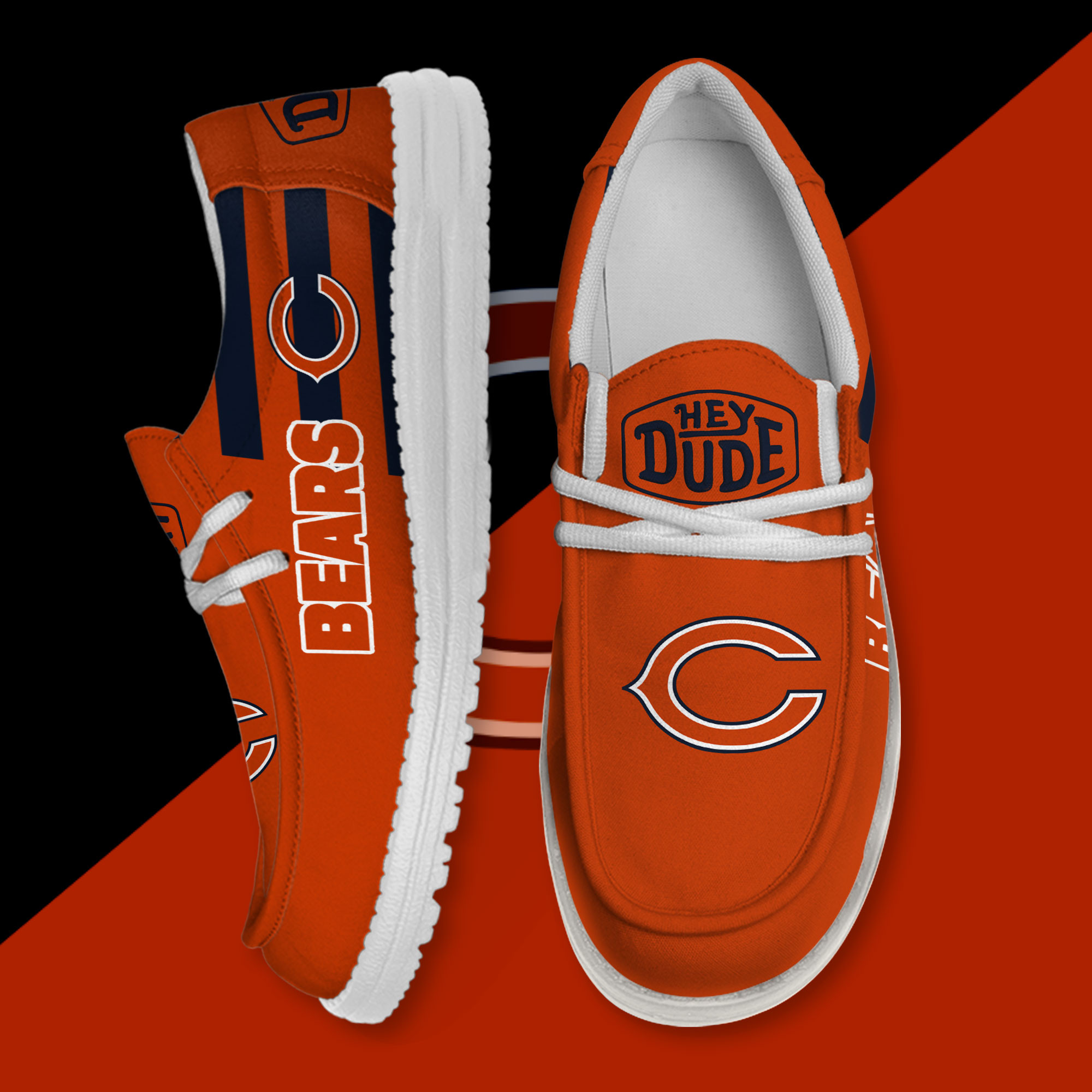 JWFancy Chicago Bears Hey Dude Shoes Wally Men's Lace Up Loafers Comfortable For Men And Women
