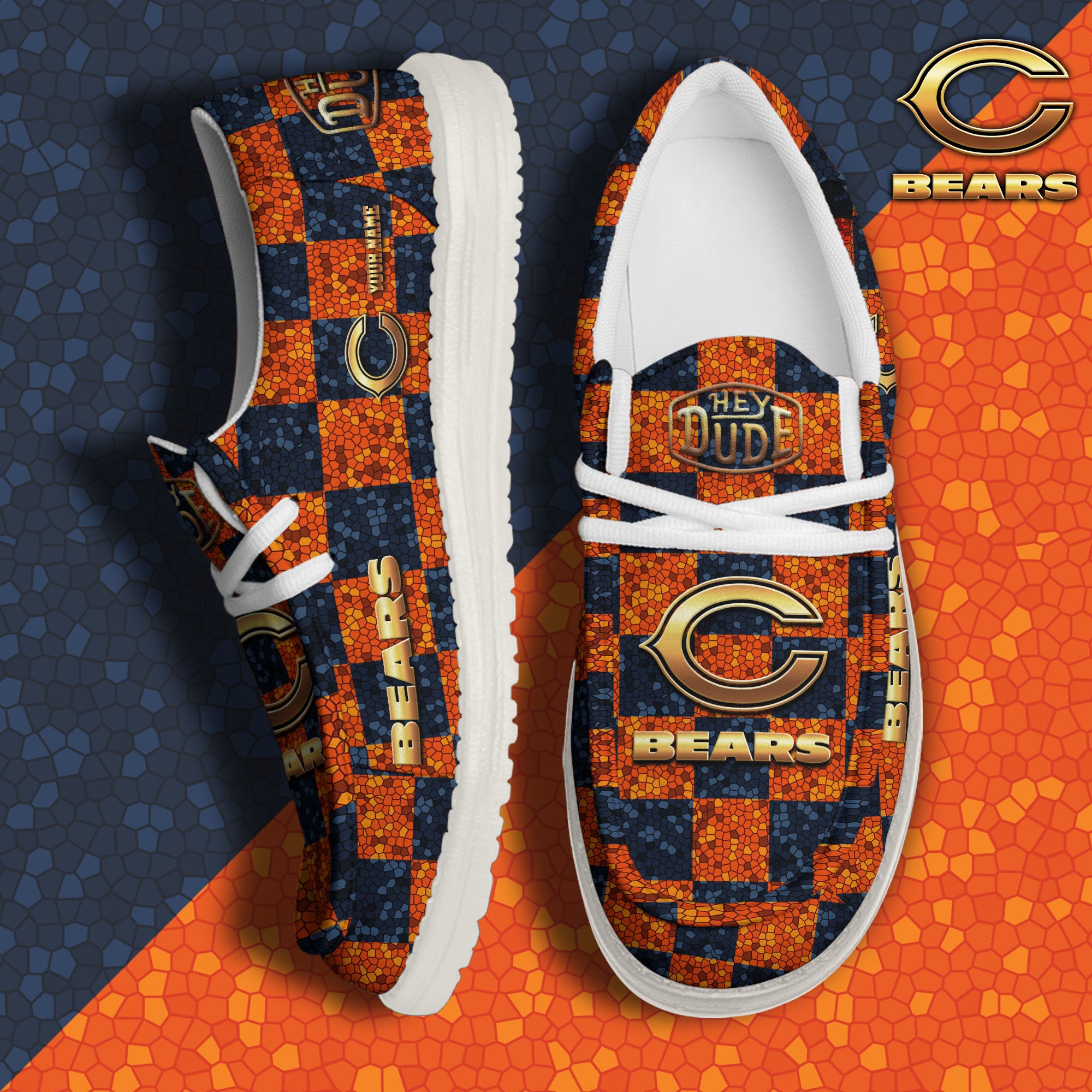 JWFancy Chicago Bears Hey Dude Shoes Wally Men's Lace Up Loafers Comfortable For Men And Women