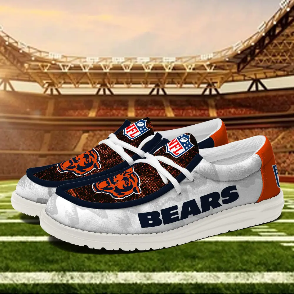 JWFancy Chicago Bears Hey Dude Shoes Wally Men's Lace Up Loafers Comfortable For Men And Women