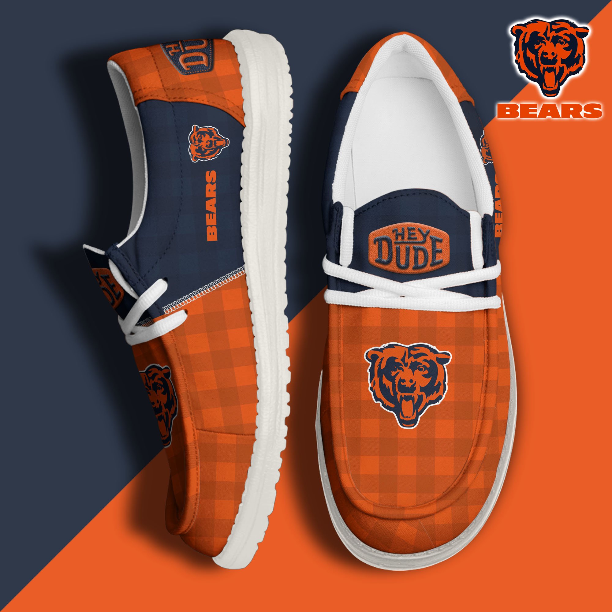 JWFancy Chicago Bears Hey Dude Shoes Wally Men's Lace Up Loafers Comfortable For Men And Women