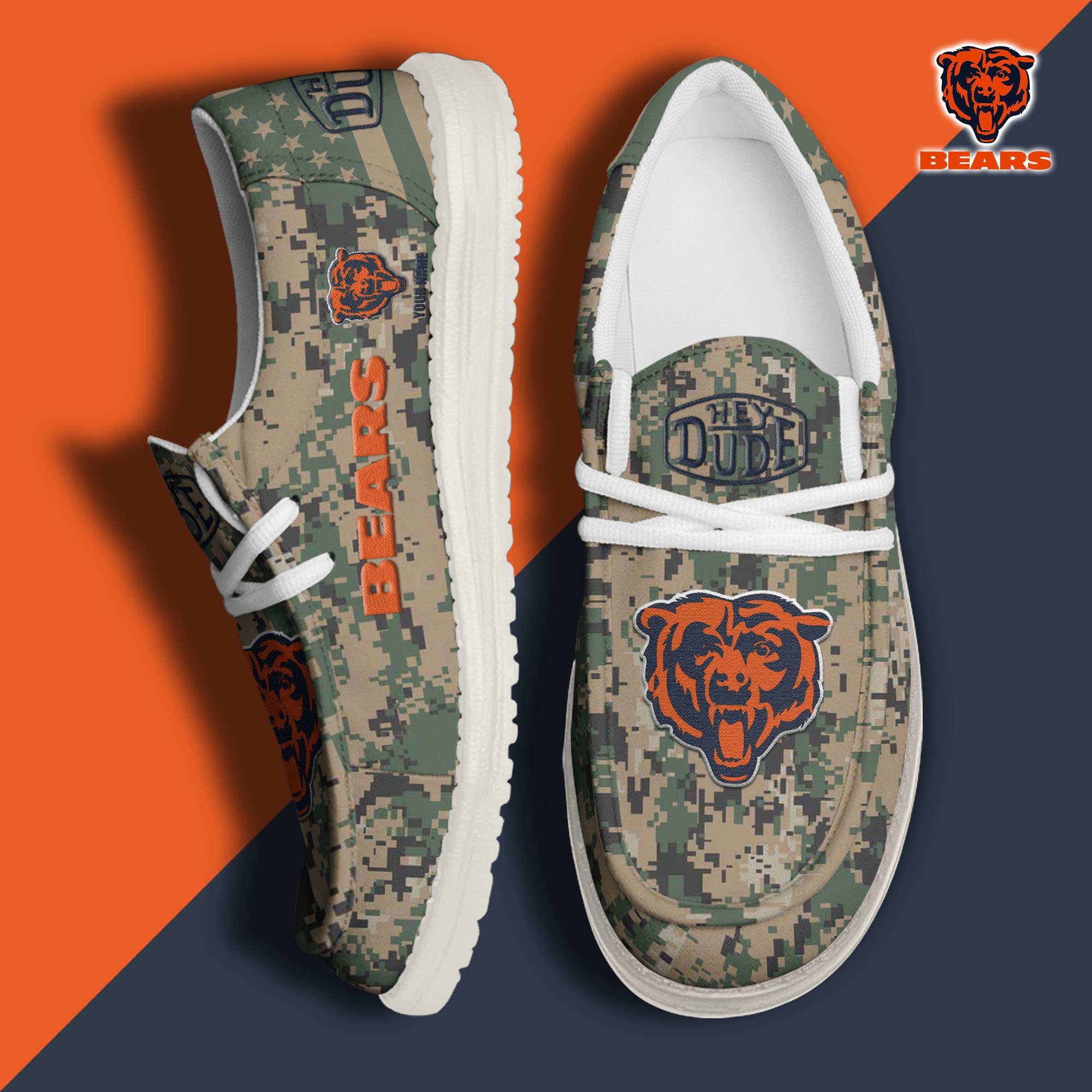 JWFancy Chicago Bears Hey Dude Shoes Wally Men's Lace Up Loafers Comfortable For Men And Women