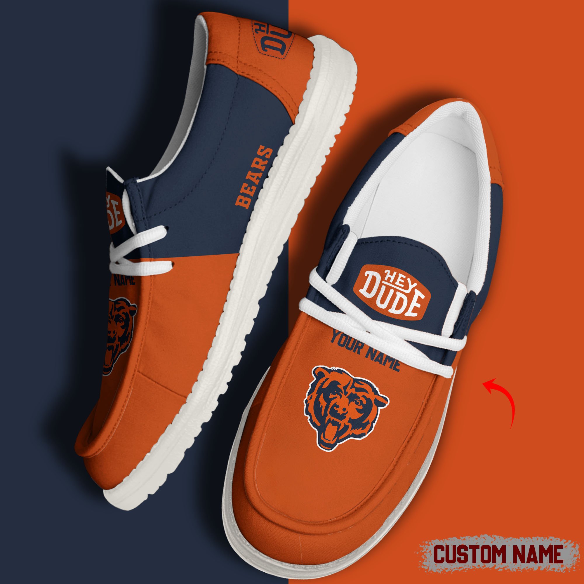 JWFancy Chicago Bears Hey Dude Shoes Wally Men's Lace Up Loafers Comfortable For Men And Women