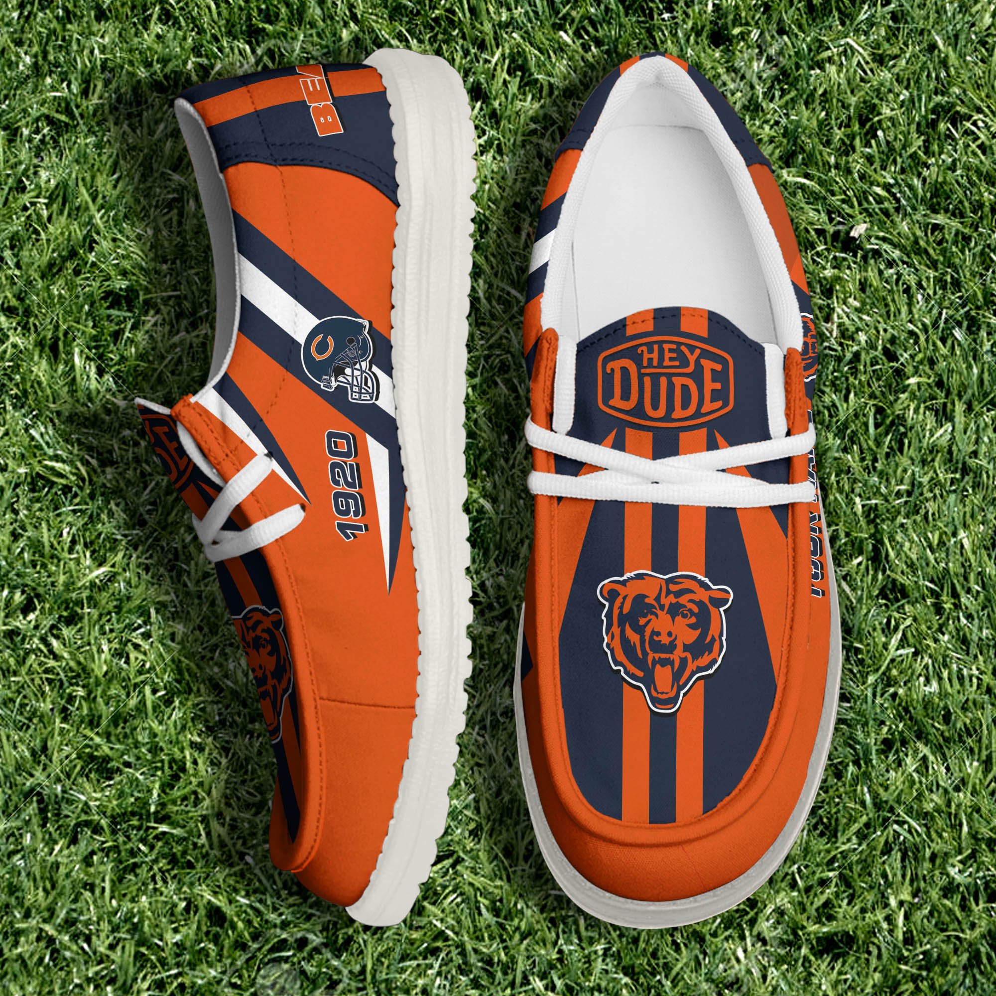 JWFancy Chicago Bears Hey Dude Shoes Wally Men's Lace Up Loafers Comfortable For Men And Women