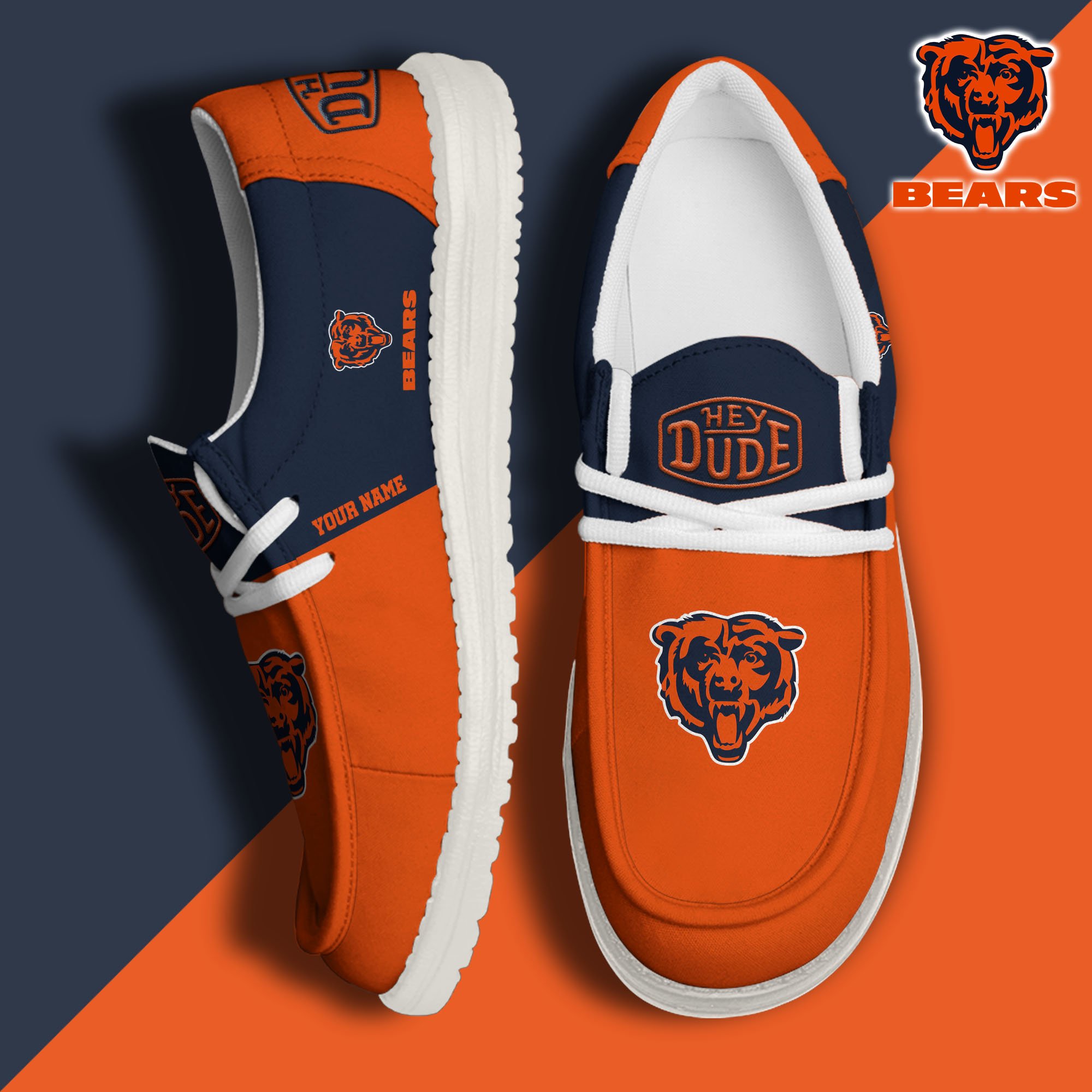 JWFancy Chicago Bears Hey Dude Shoes Wally Men's Lace Up Loafers Comfortable For Men And Women