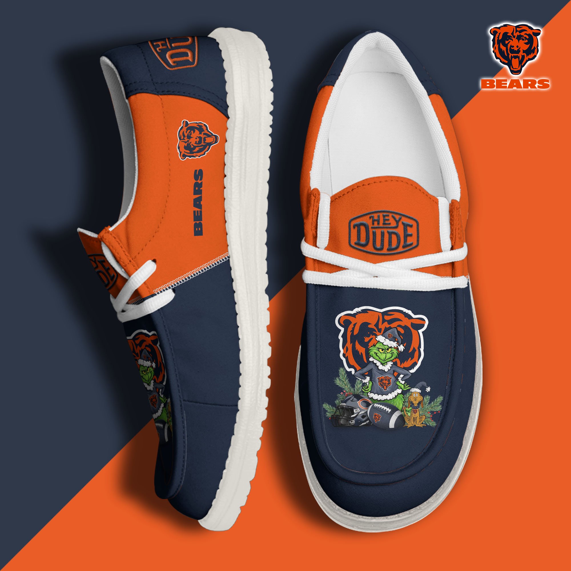 JWFancy Chicago Bears Hey Dude Shoes Wally Men's Lace Up Loafers Comfortable For Men And Women