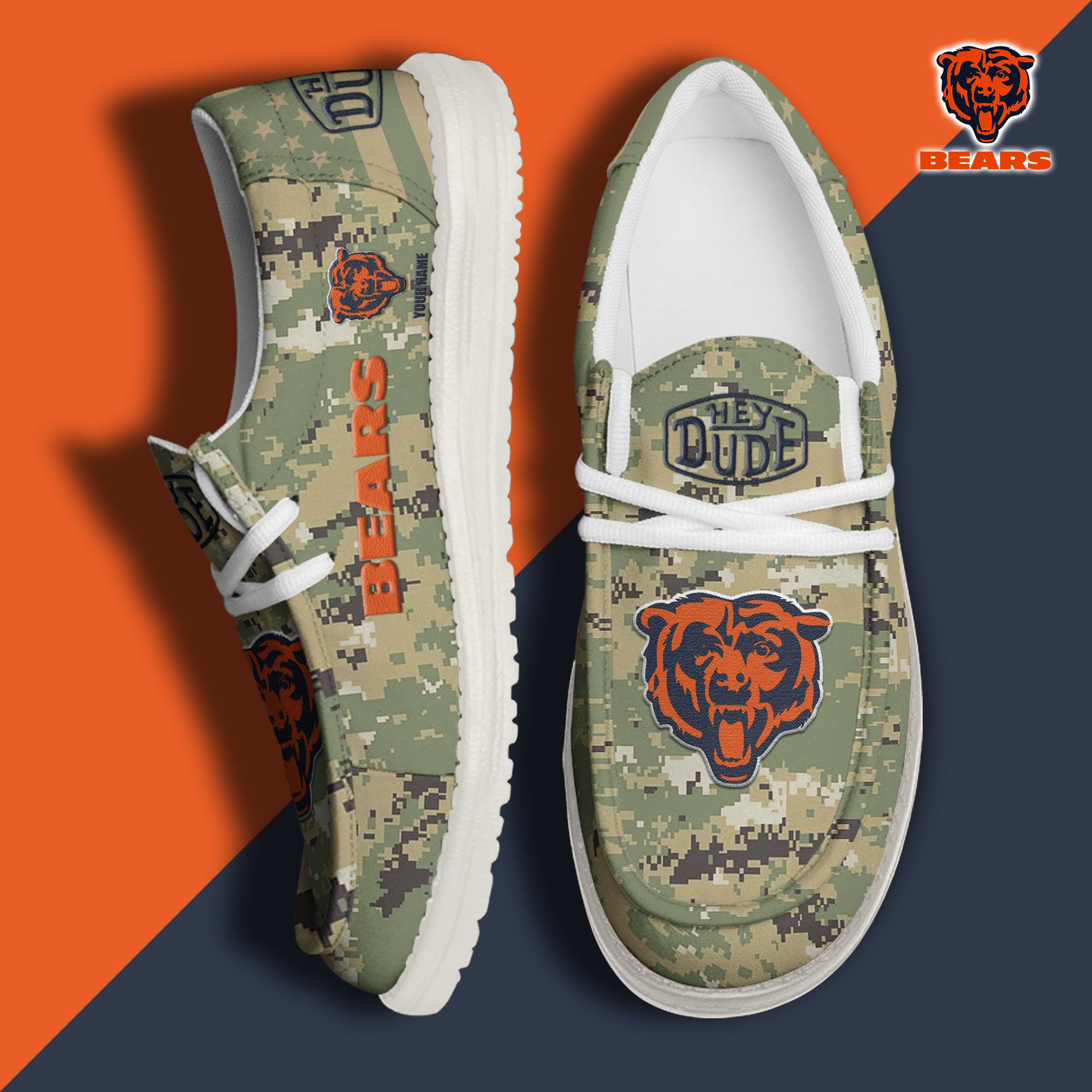 JWFancy Chicago Bears Hey Dude Shoes Wally Men's Lace Up Loafers Comfortable For Men And Women