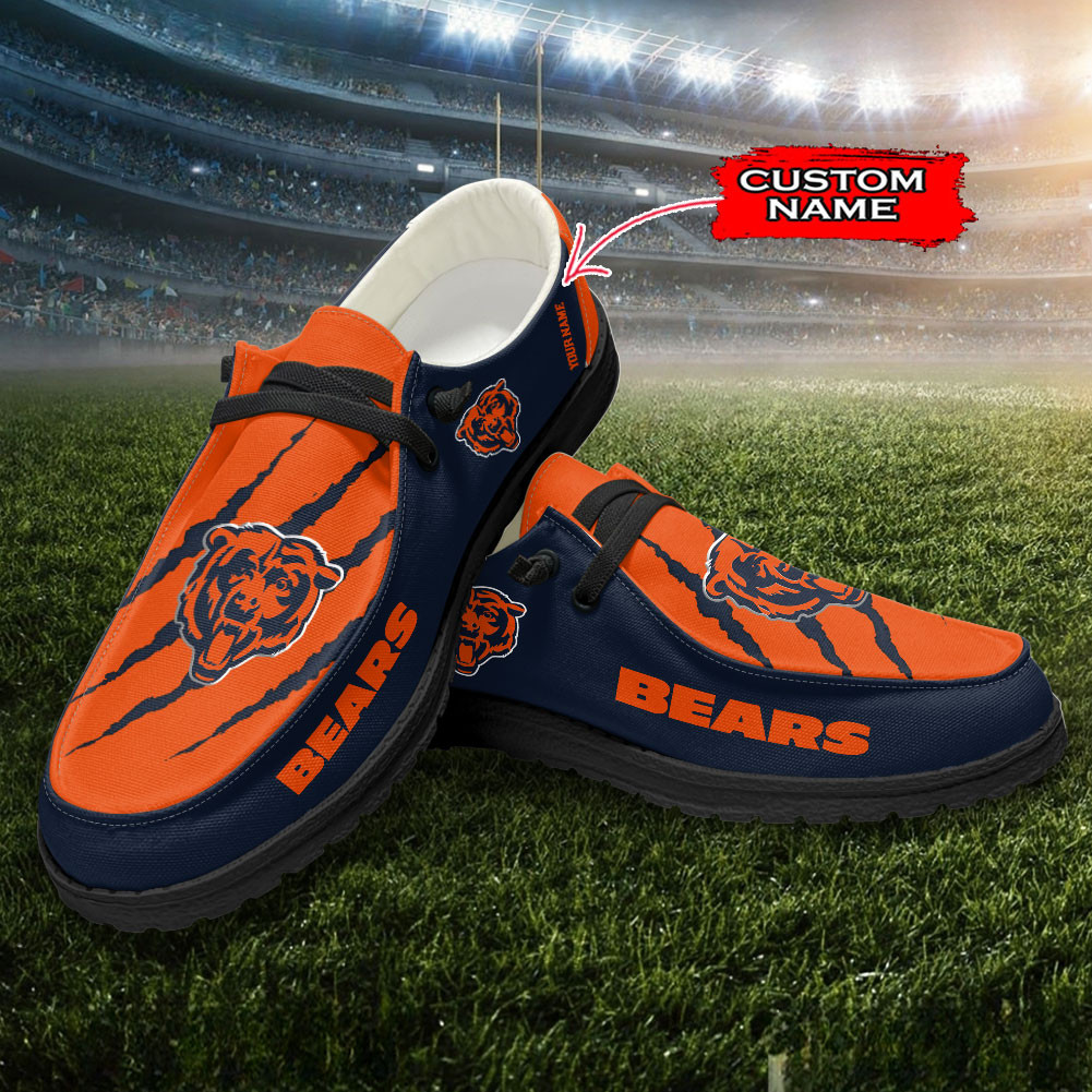 JWFancy Chicago Bears Hey Dude Shoes Wally Men's Lace Up Loafers Comfortable For Men And Women