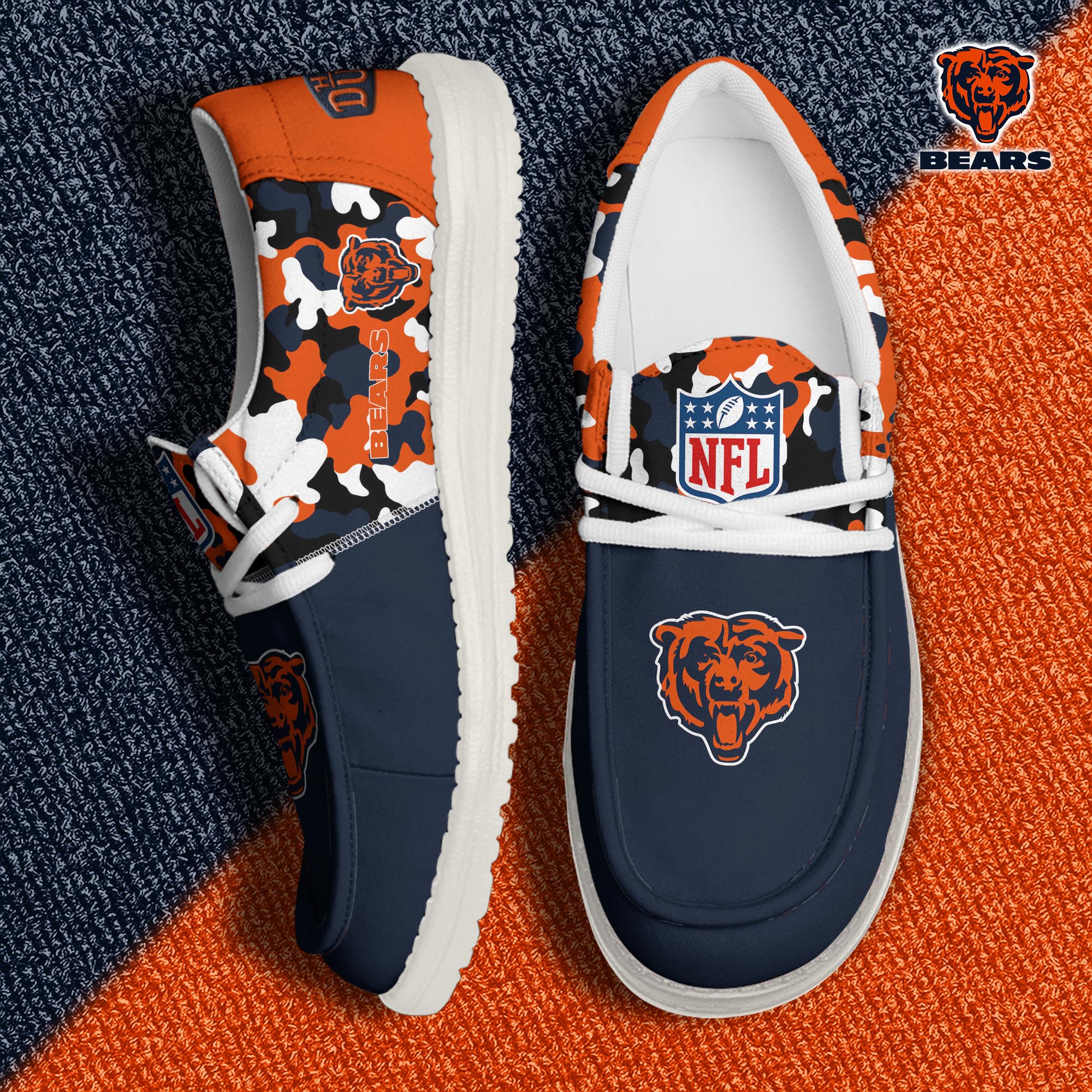 JWFancy Chicago Bears Hey Dude Shoes Wally Men's Lace Up Loafers Comfortable For Men And Women