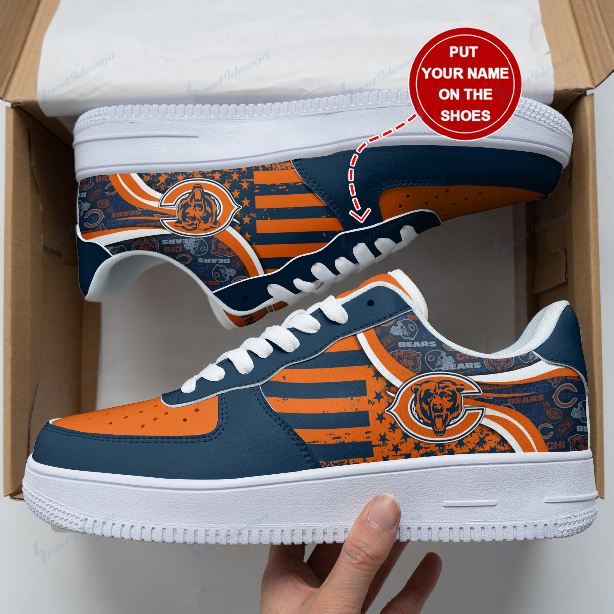 JWFancy Chicago Bears NFL Air Low-Top Sneakers Shoes For Men And Women