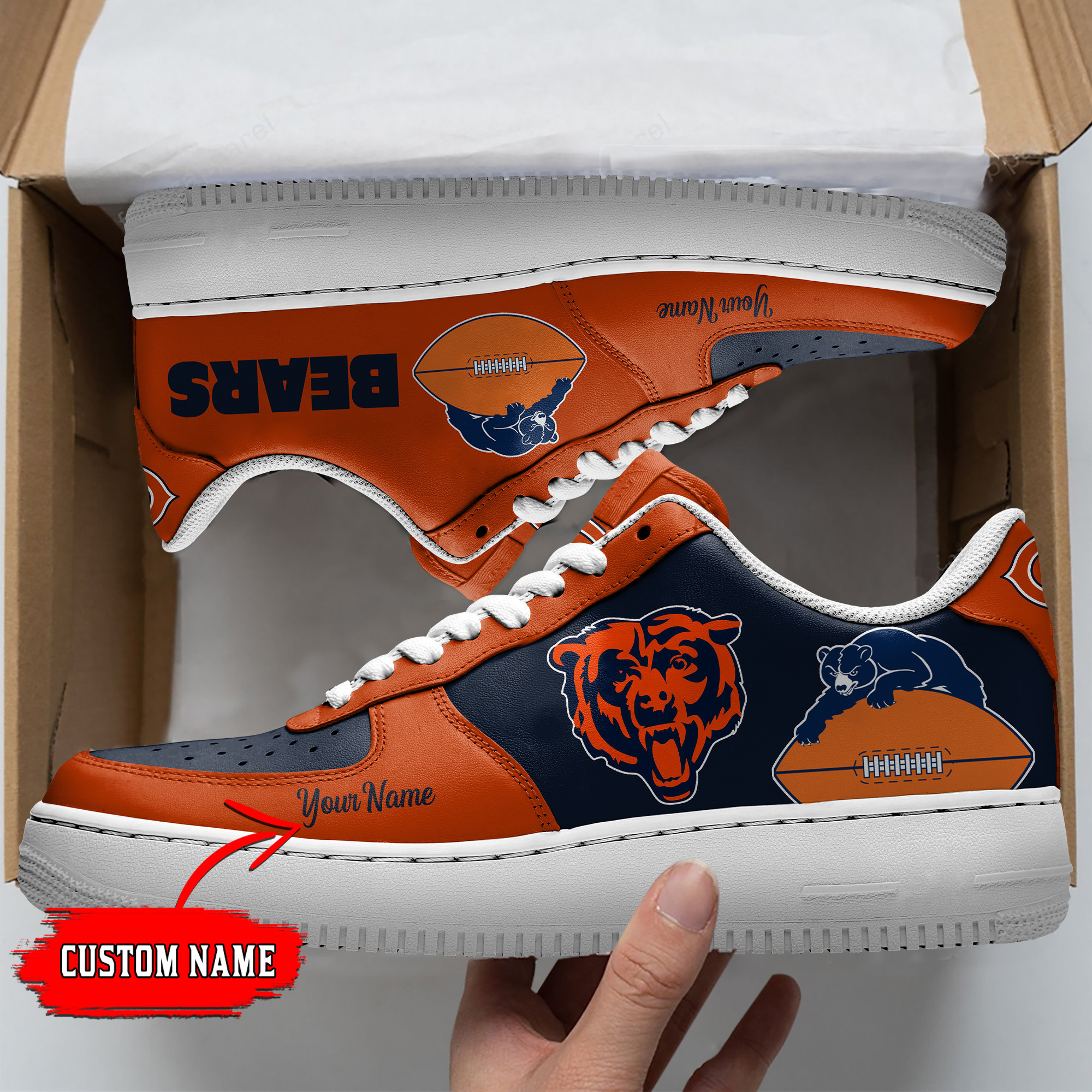 JWFancy Chicago Bears NFL Air Low-Top Sneakers Shoes For Men And Women