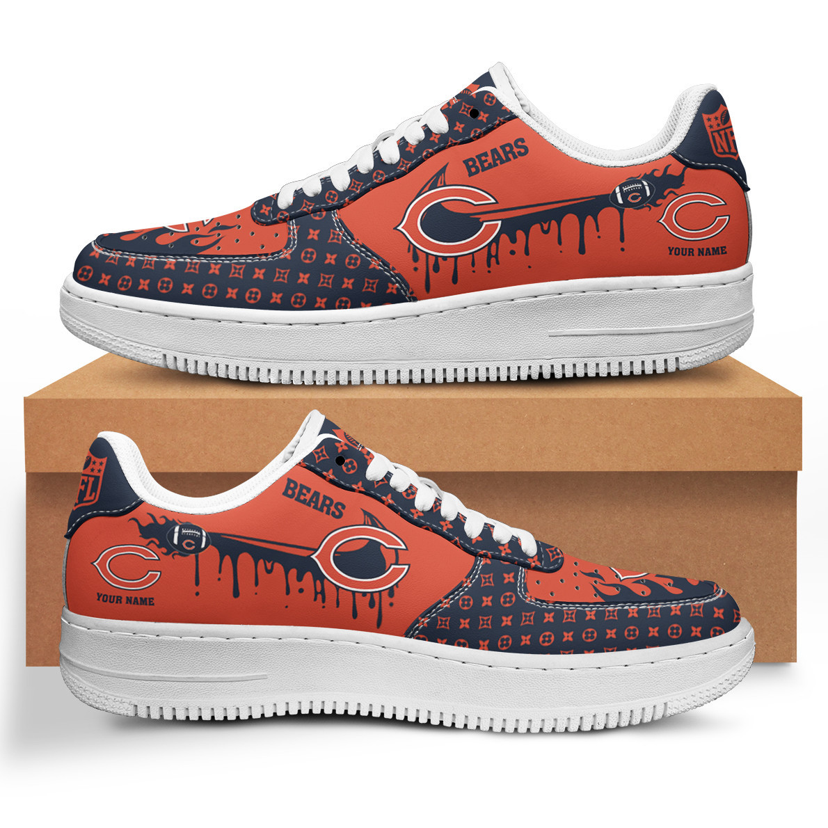 JWFancy Chicago Bears NFL Air Low-Top Sneakers Shoes For Men And Women
