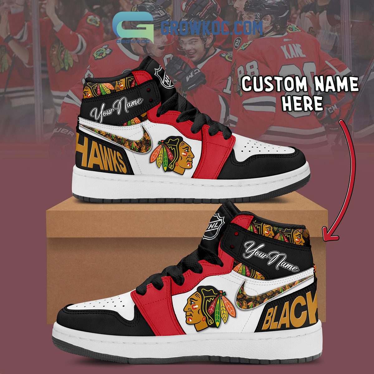 JWFancy Chicago Blackhawks AJ1 High Sneakers Shoes For Men And Women