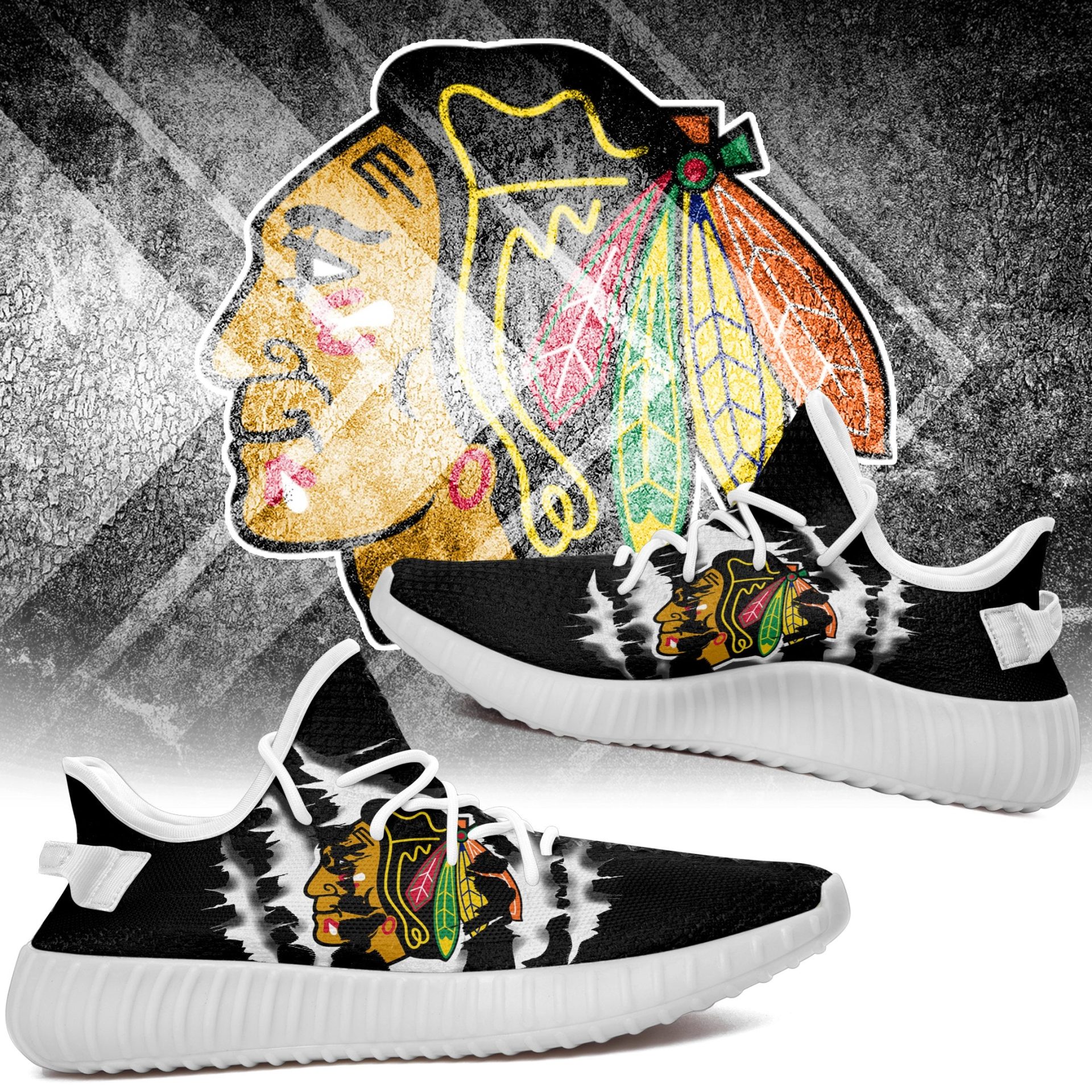 JWFancy Chicago Blackhawks Yeezy Boost Shoes For Men And Women