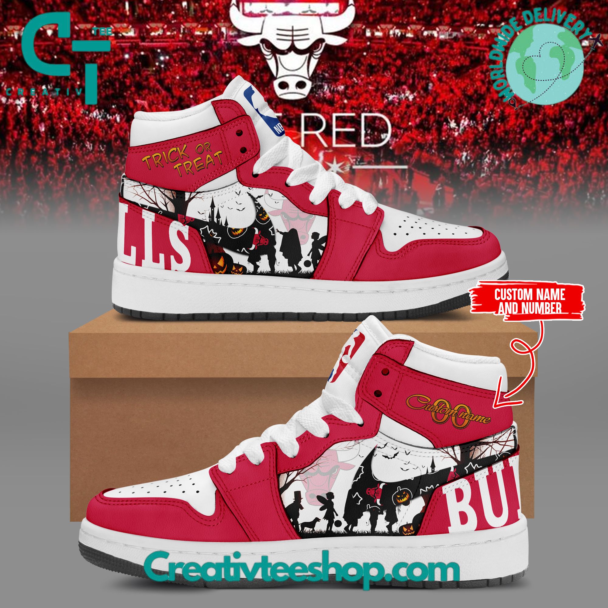 JWFancy Chicago Bulls AJ1 High Sneakers Shoes For Men And Women