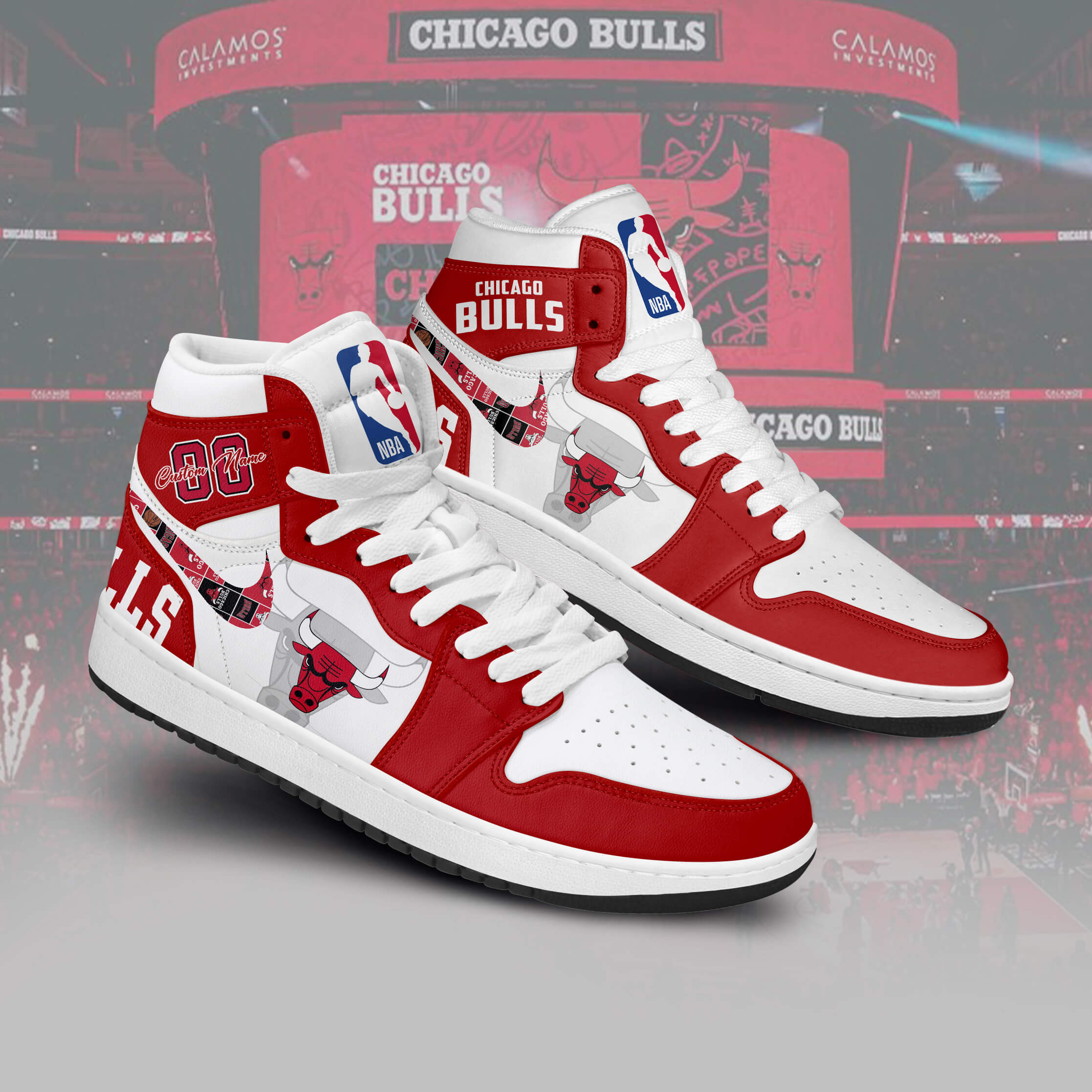 JWFancy Chicago Bulls AJ1 High Sneakers Shoes For Men And Women