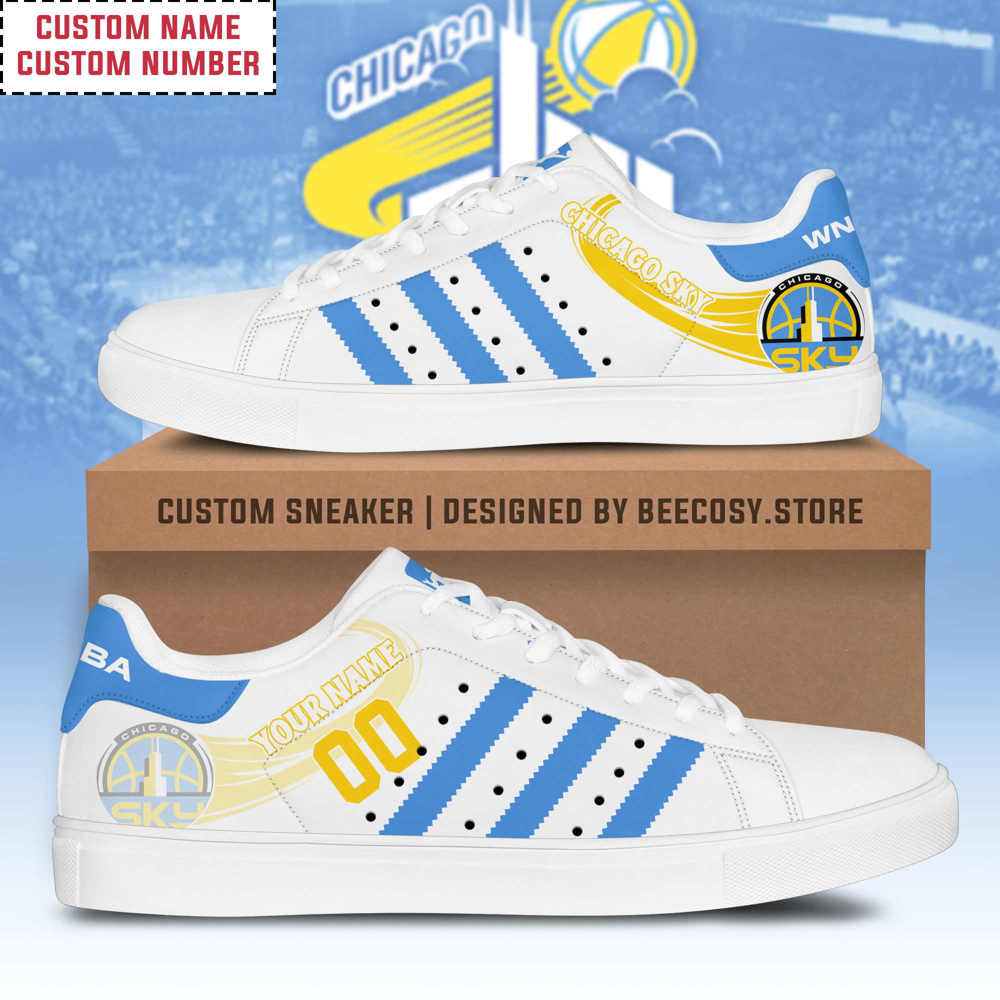 JWFancy Chicago Sky Skate Stan Shoes Sneakes For Men And Women