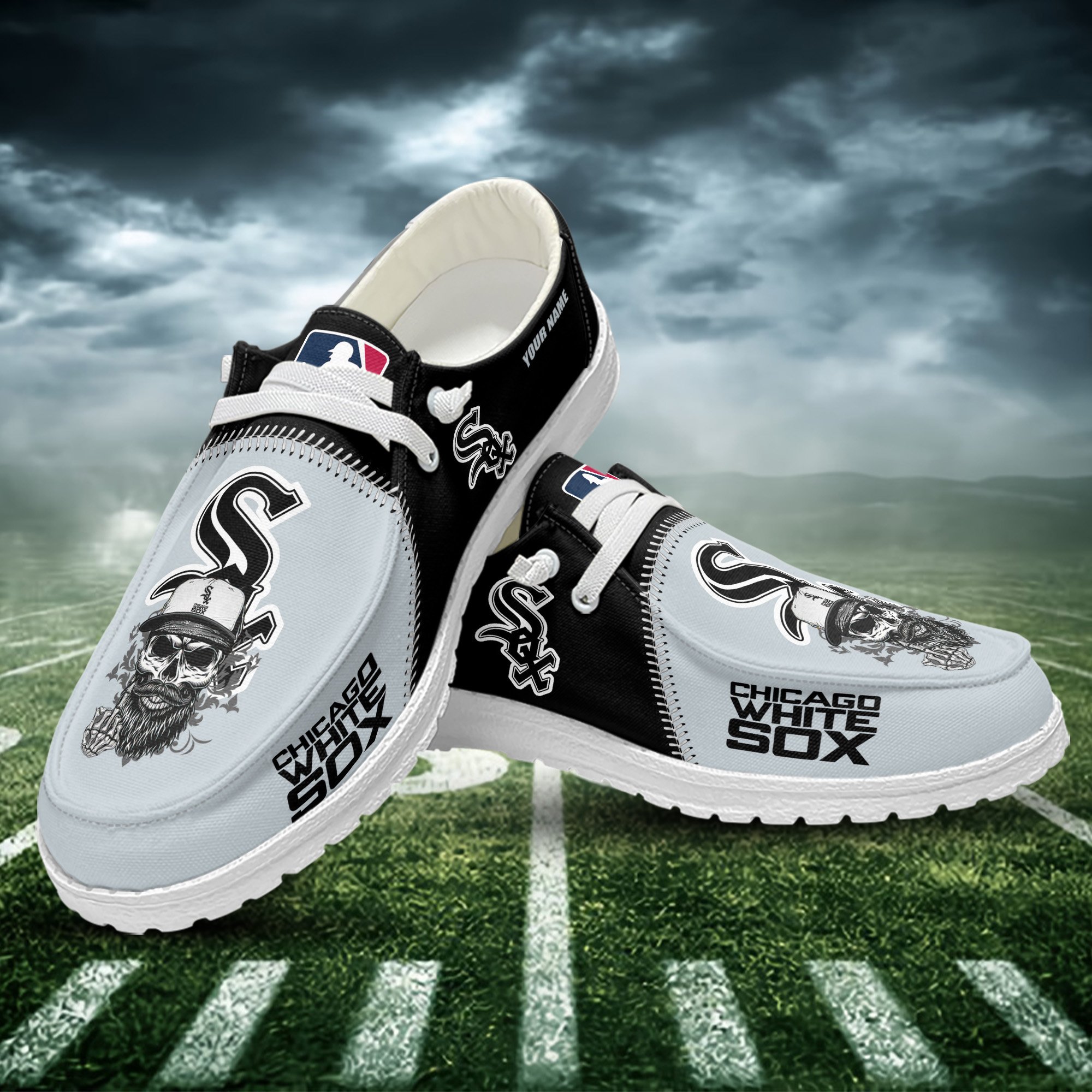 JWFancy Chicago White Sox Hey Dude Shoes Wally Men's Lace Up Loafers Comfortable For Men And Women
