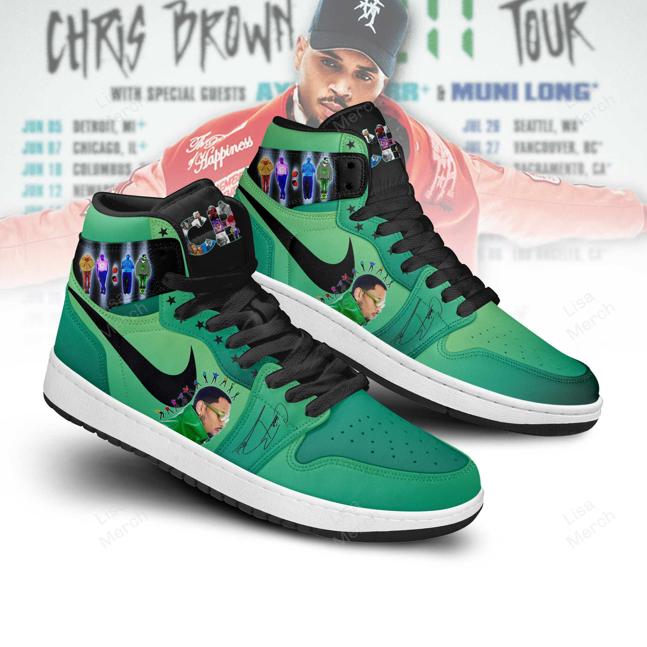 JWFancy Chris Brown AJ1 High Sneakers Shoes For Men And Women