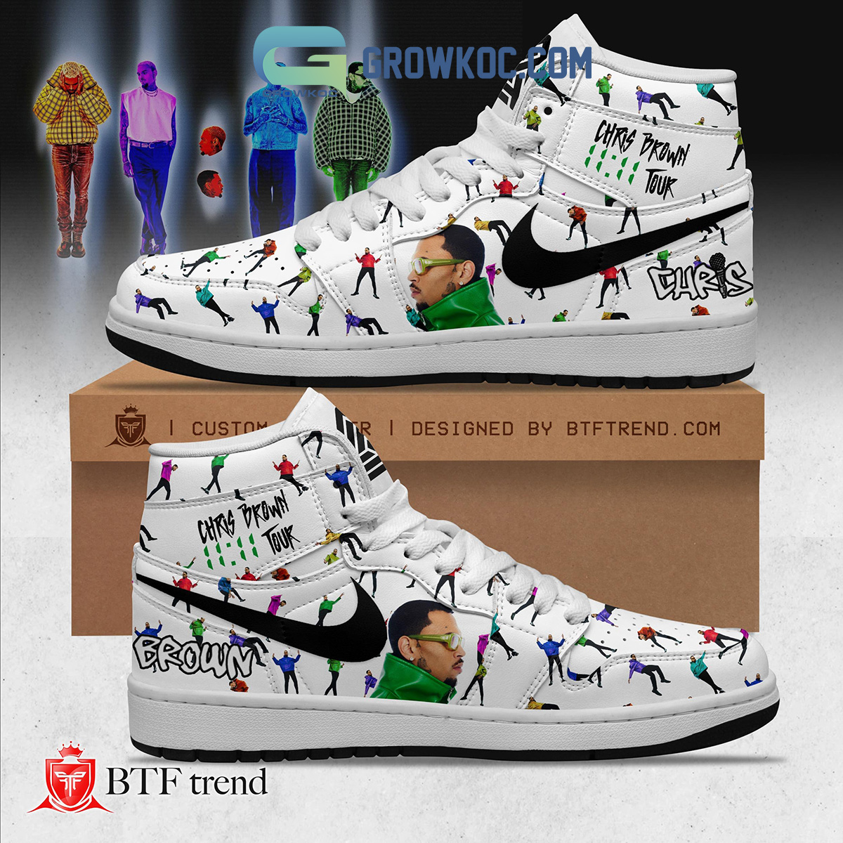 JWFancy Chris Brown AJ1 High Sneakers Shoes For Men And Women