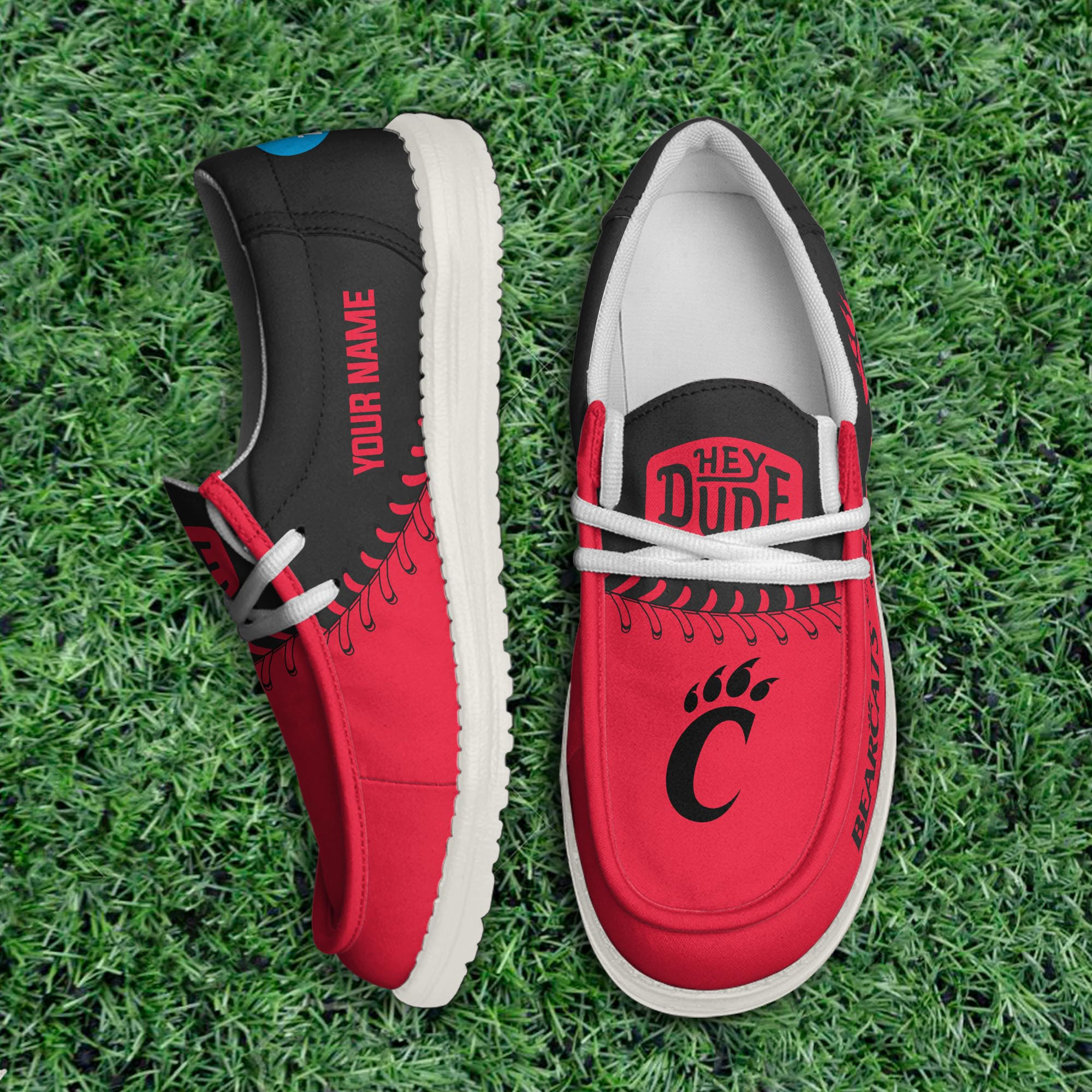 JWFancy Cincinnati Bearcats Hey Dude Shoes Wally Men's Lace Up Loafers Comfortable For Men And Women